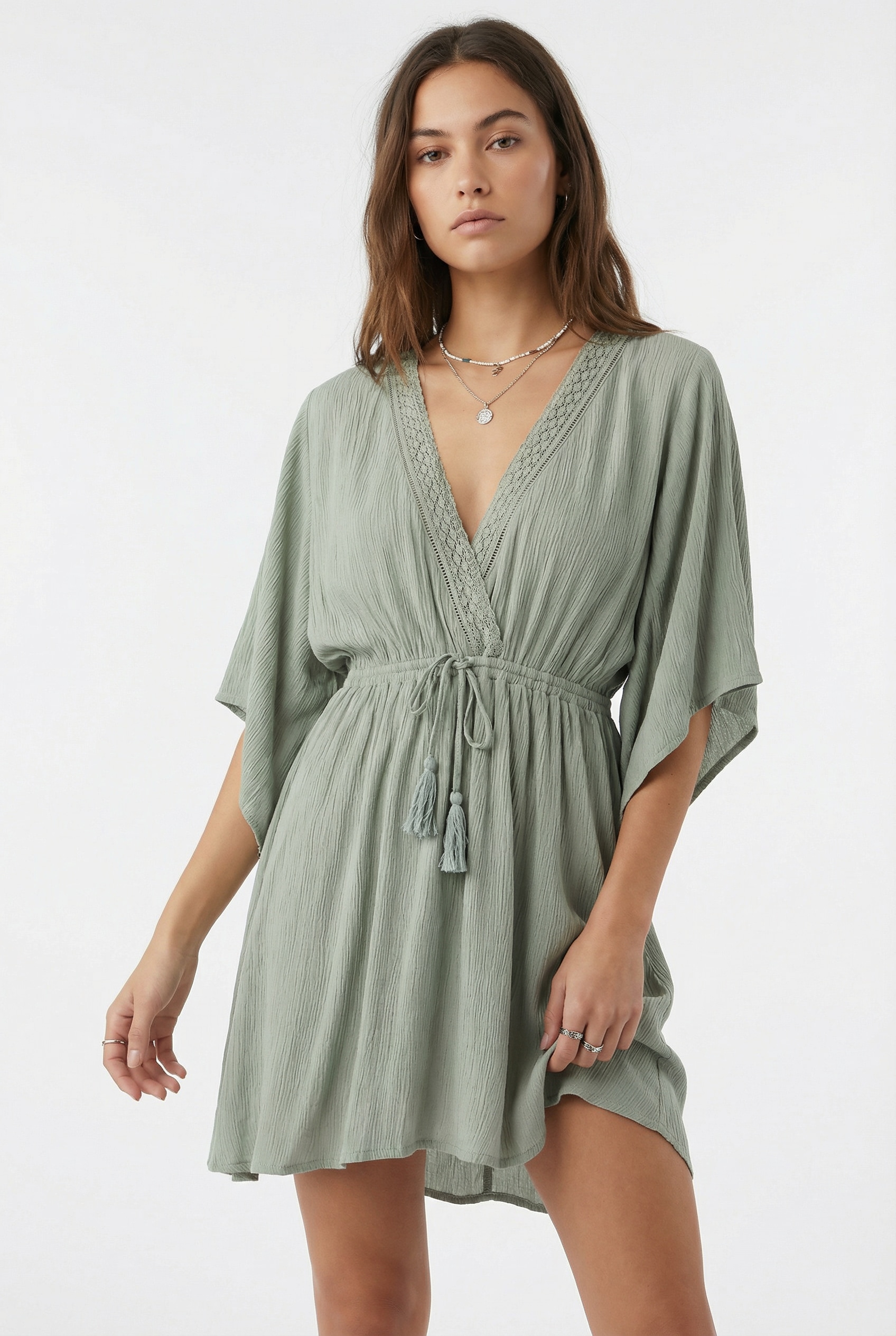 ONeill Strandkleid "ESSENTIALS TOKEENA COVER UP" mit Kordelzug mit Quasten, aus Viskose, lockerer Schnitt
