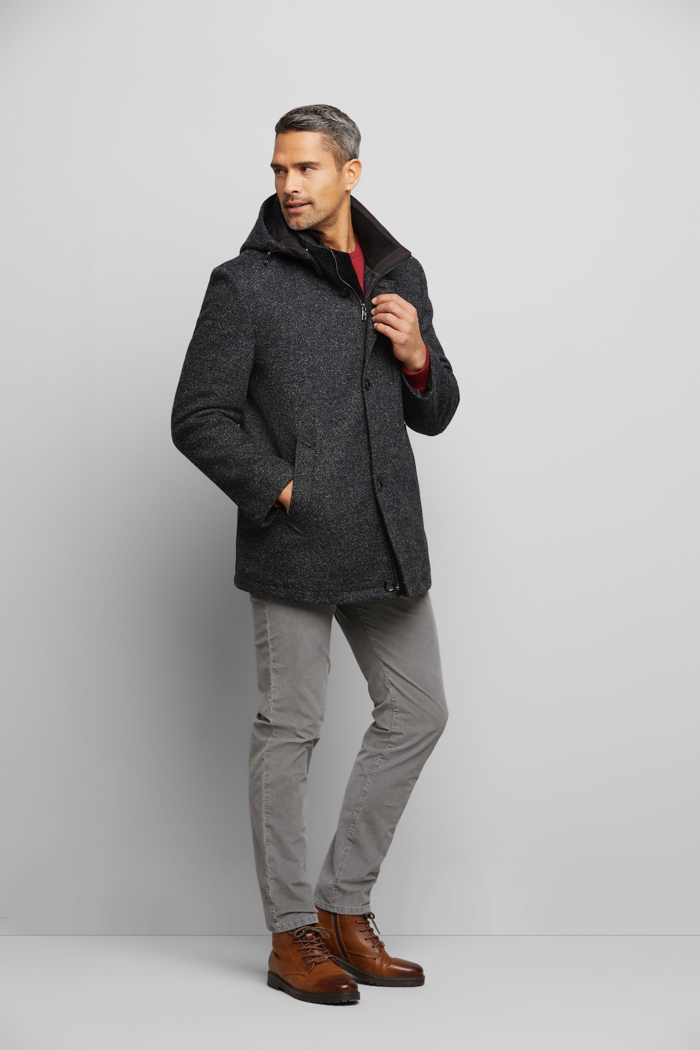 bugatti Kurzjacke mit Kapuze mit Wollanteil SV7713