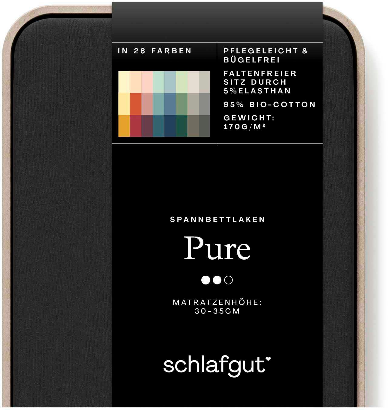 Schlafgut Spannbettlaken »PURE Bio-Baumwolle mit Elasthan, dehnbar blickdicht, straff, Bettlaken«, PREMIUM Laken für Matratzen bis 30cm Höhe, in 90x200, 140x200, 180x200