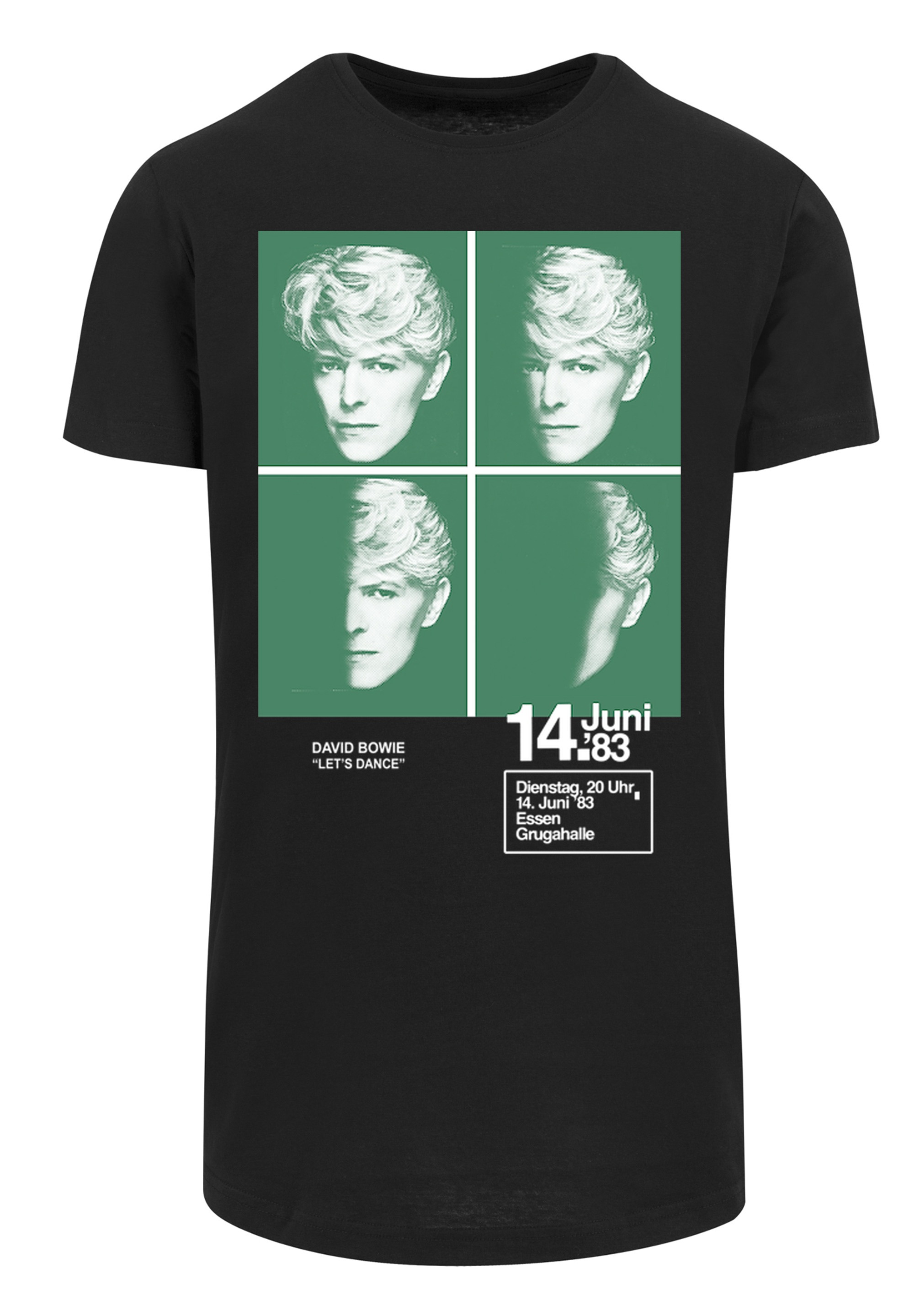 F4NT4STIC T-Shirt »Long Cut T-Shirt 'David Bowie 1983 Concert Poster'«, Herren,Premium Merch,Lang,Longshirt,Bandshirt