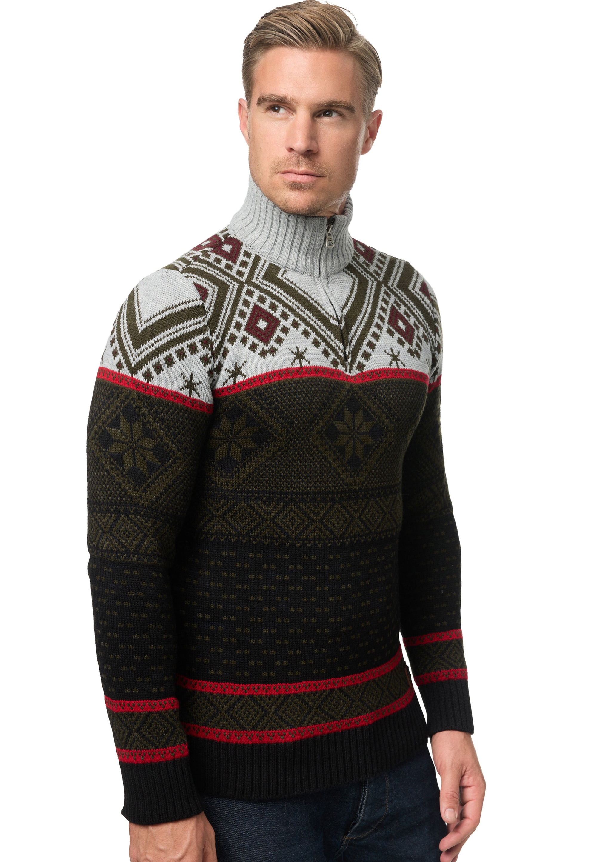 Rusty Neal Strickpullover, mit winterlichem Muster