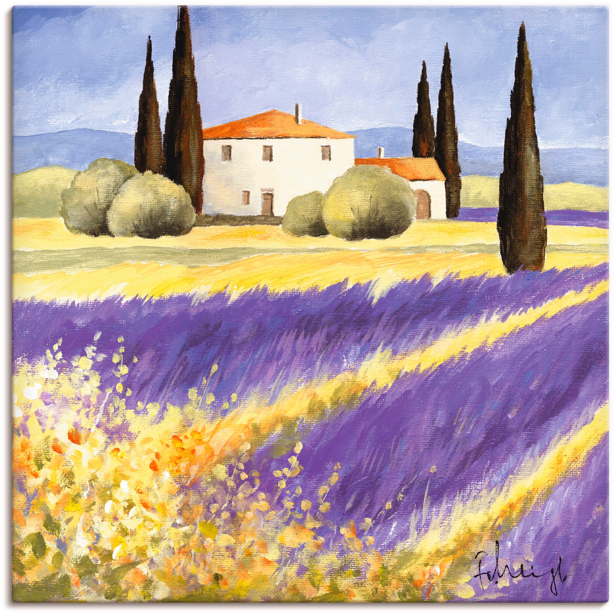 Artland Leinwandbild "Licht der Provence", Felder, (1 St.), auf Keilrahmen gespannt