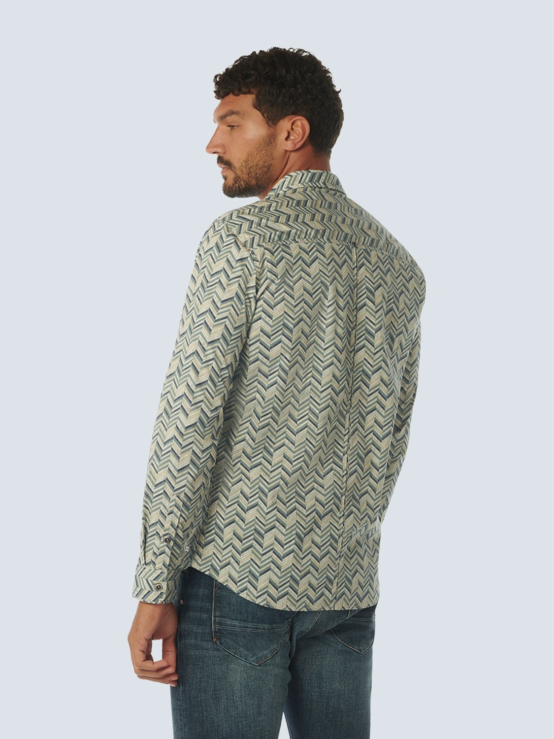 NO EXCESS Langarmhemd, mit Alloverprint und Stretch