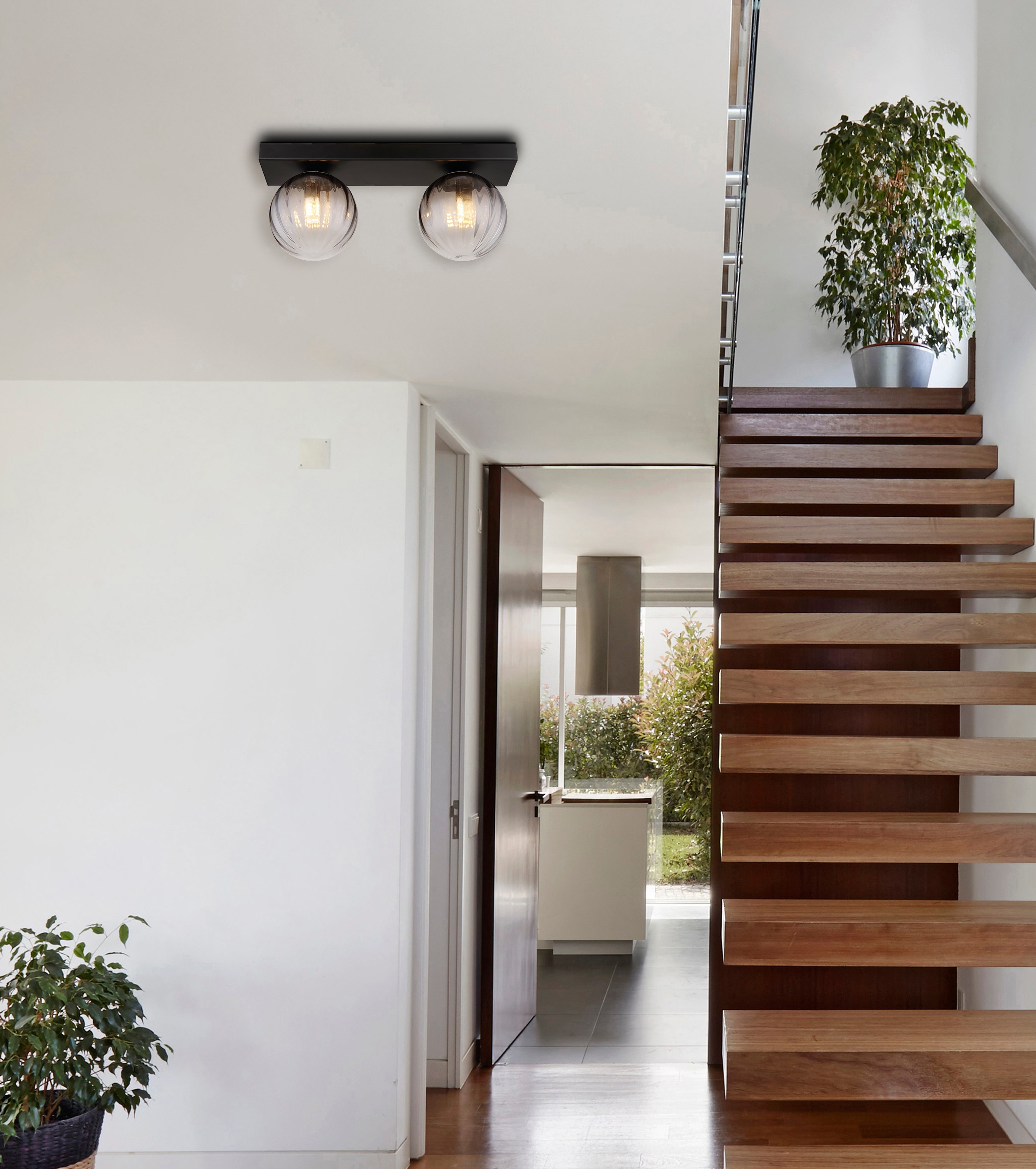 GLOBO LIGHTING Wandleuchte »DALLERTA«, Leuchtmittel G9 | ohne Leuchtmittel, Wandlampe/Metall/Glas rauchfarben/Wohnzimmer/Flur/rund/klar verlaufend