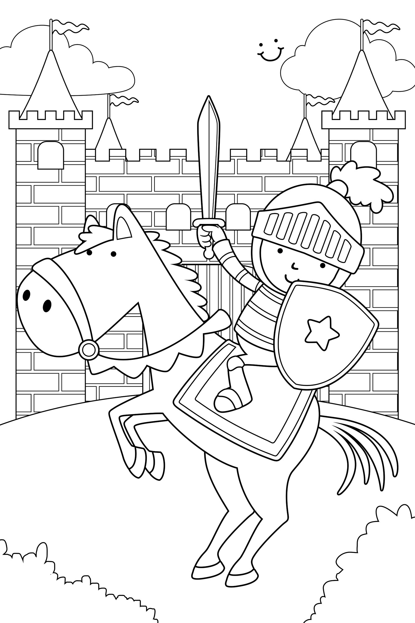queence Wandsticker "Ritter und Burg" DIY-Wandsticker zum Bemalen günstig online kaufen