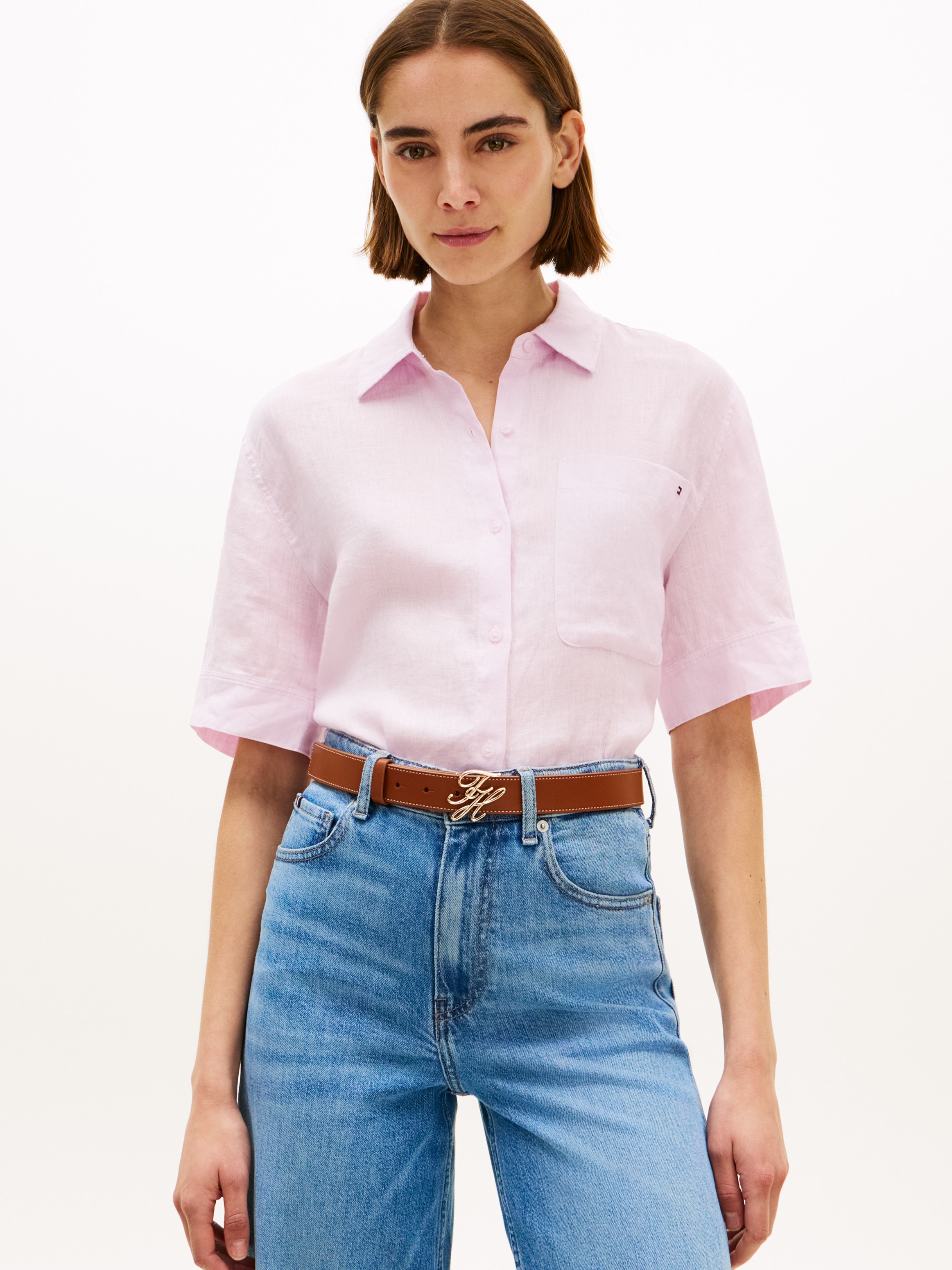 Tommy Hilfiger Kurzarmbluse "ESS LINEN SHORT SLEEVE SHIRT" mit aufgesetzter günstig online kaufen