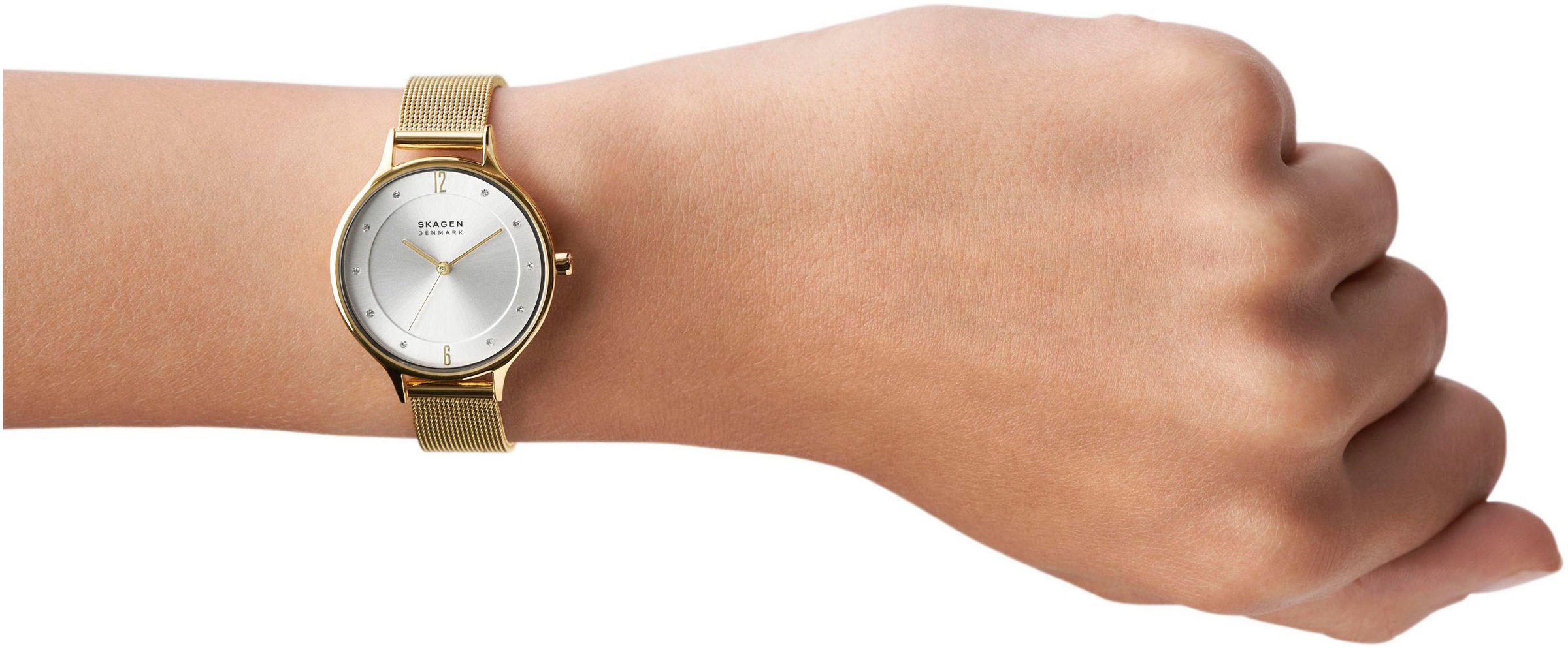 Skagen Quarzuhr »ANITA LILLE«, Armbanduhr, Damenuhr, Edelstahlarmband, Mineralglas, analog