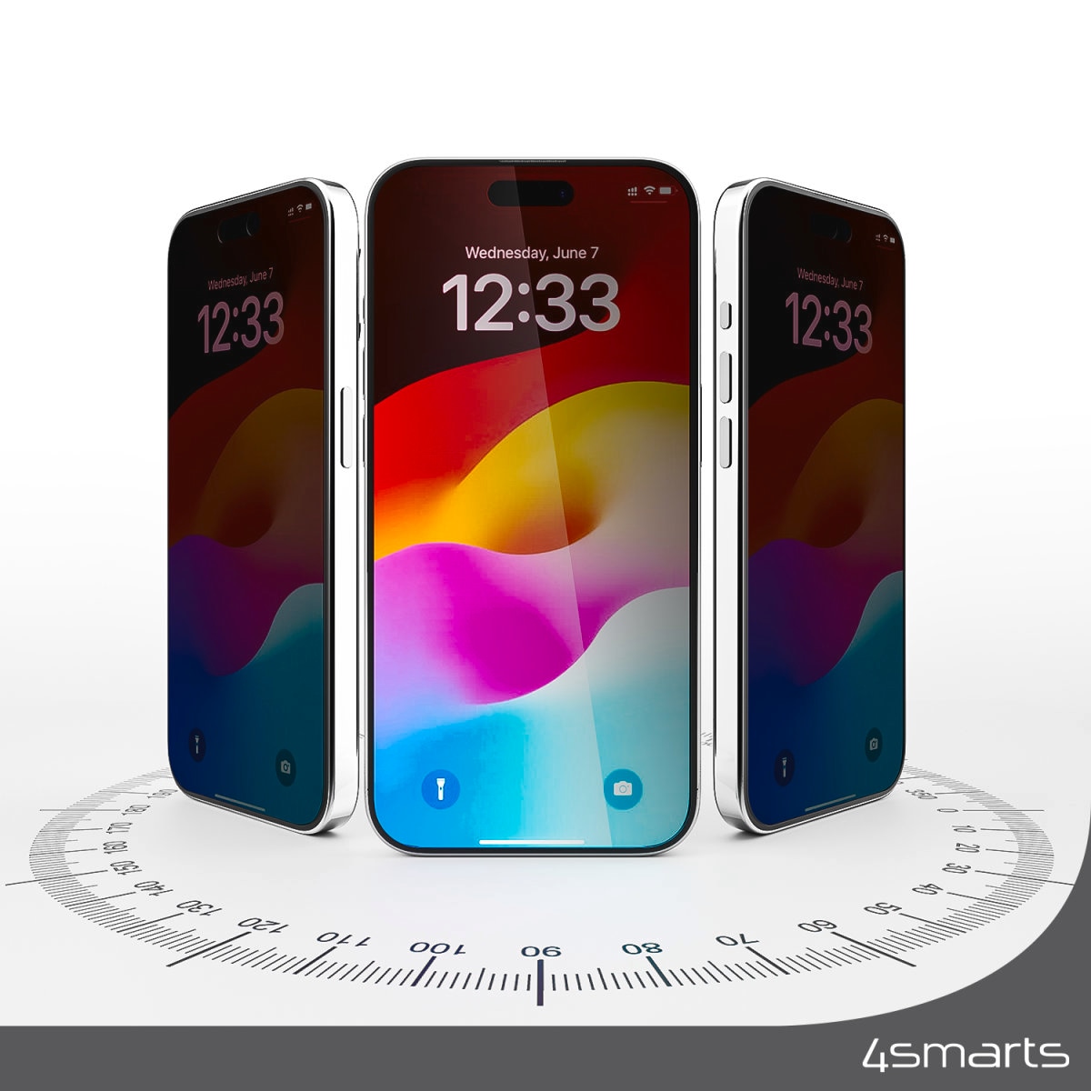 4smarts Displayschutzglas »Second Glass Privacy mit Montagerahmen«, für Apple iPhone 15 Plus, Displayschutzfolie, Schutzfolie, Sichtschutz, kratz- & stoßfest