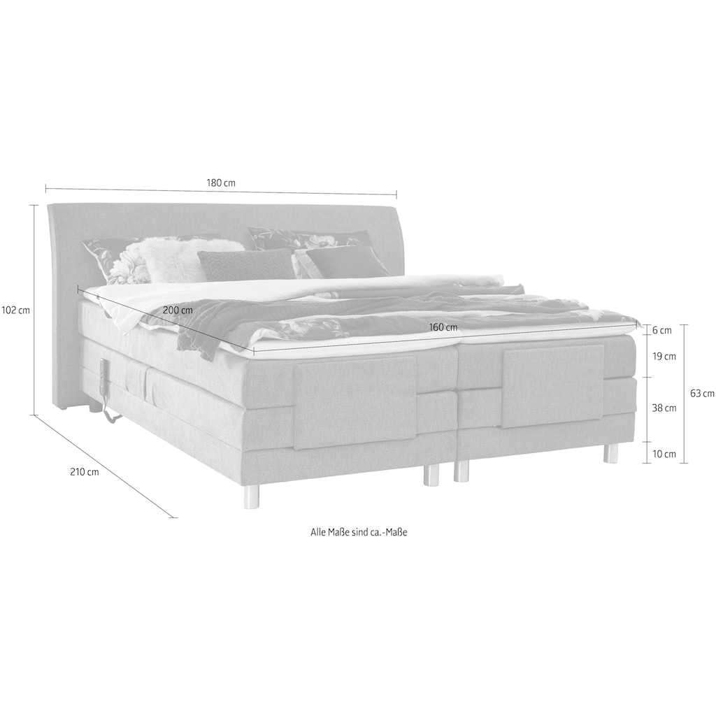 ADA trendline Boxspringbett »Edina«, mit motorischer Verstellung, inklusive Matratzen und Topper