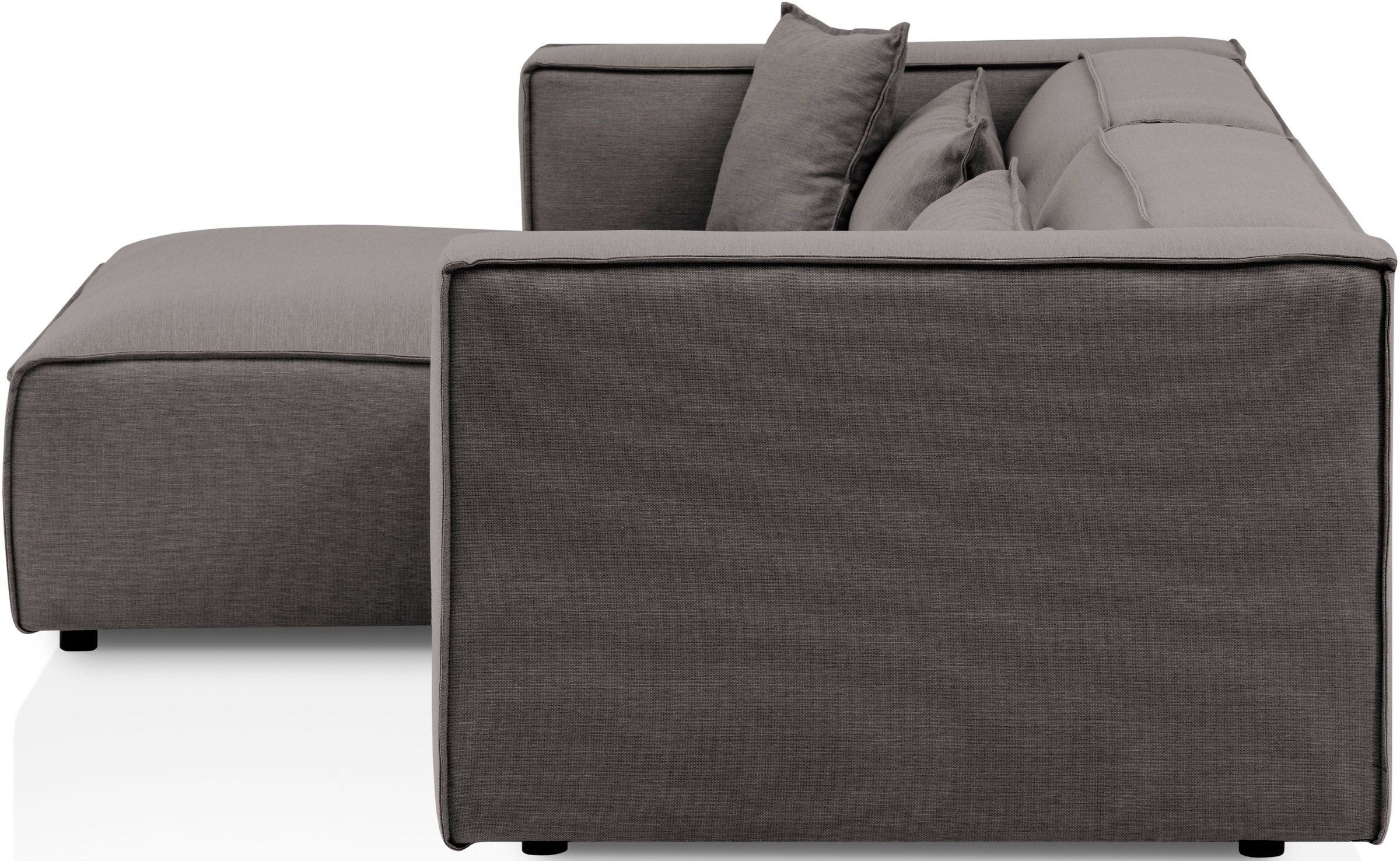 LeGer Home by Lena Gercke Ecksofa »PIARA mit Kedernaht in Cord oder Leinenoptik, moderne Couch in L-Form«, wahlweise Ottomane rechts/links, schwarze Füße, bequemer Sitzkomfort