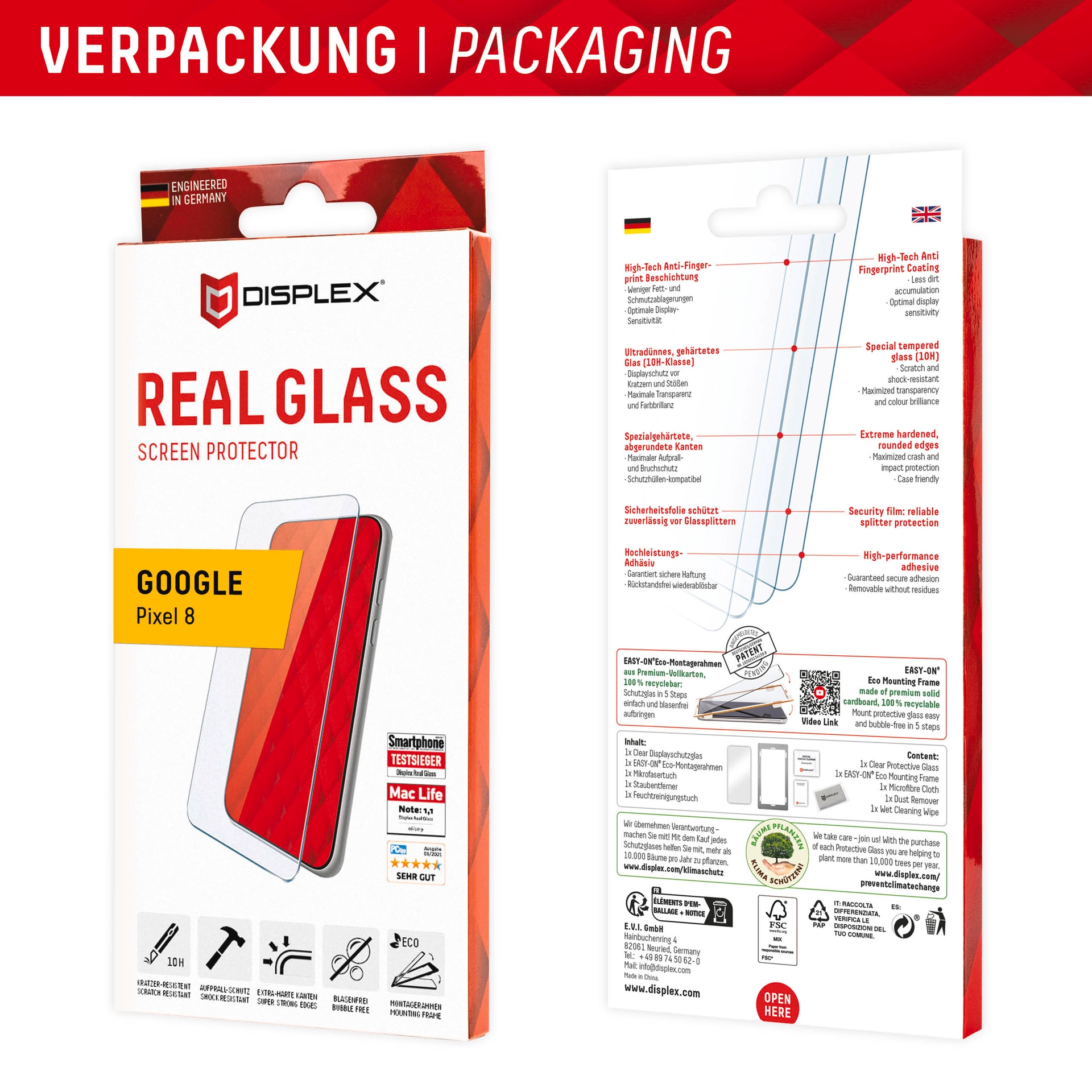 Displex Displayschutzglas »Real Glass«, Displayschutzfolie Displayschutz kratzer-resistent 10H splitterfest