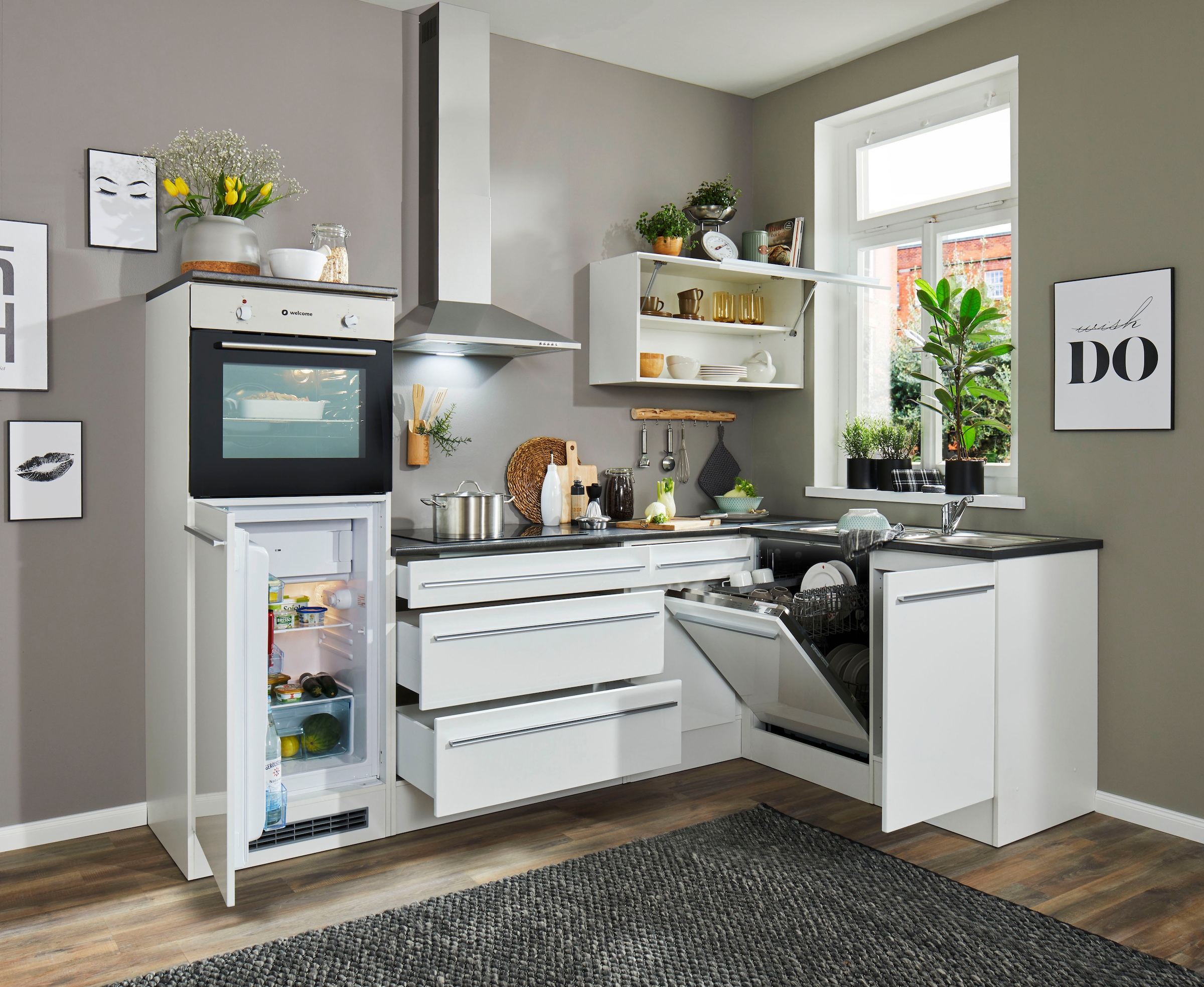 BASIC by Balculina Küchenzeile »Jazz«, Breite 260 cm, wahlweise mit E-Geräten