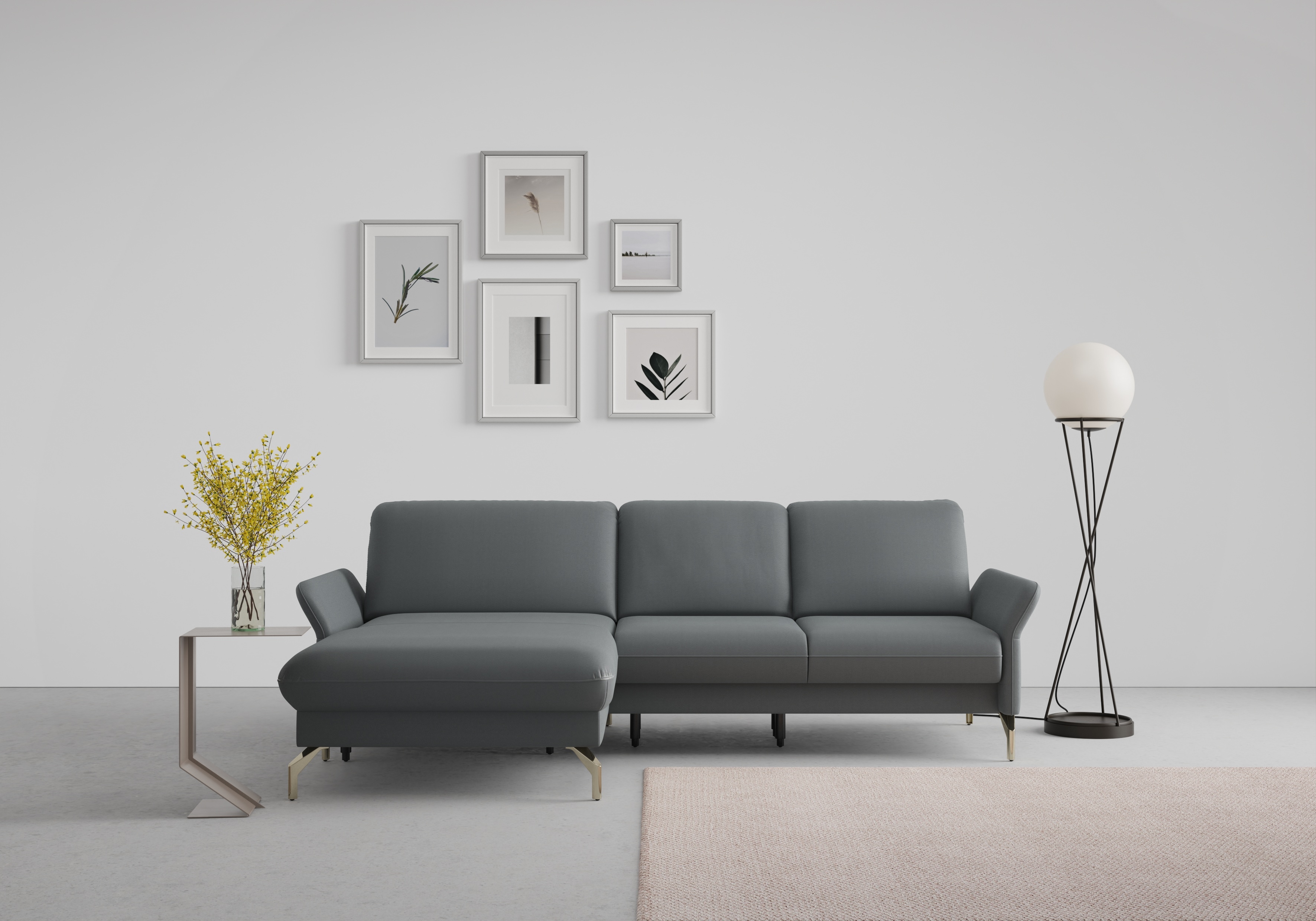 sit&more Ecksofa "Fashion L-Form" wahlweise mit Kopfteilverstellung, Vorziehsitz, motorisch, Nickelfüße
