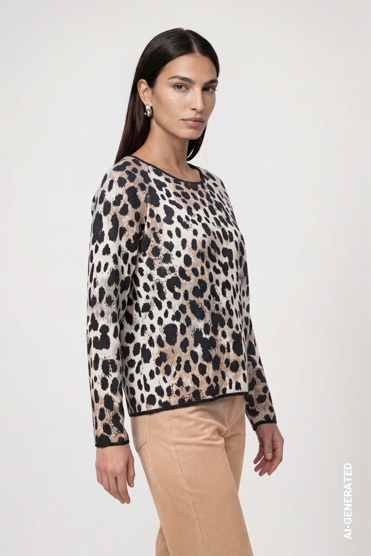 Monari Rundhalspullover »Pullover Leojacquard« Regular fit mit Leomuster