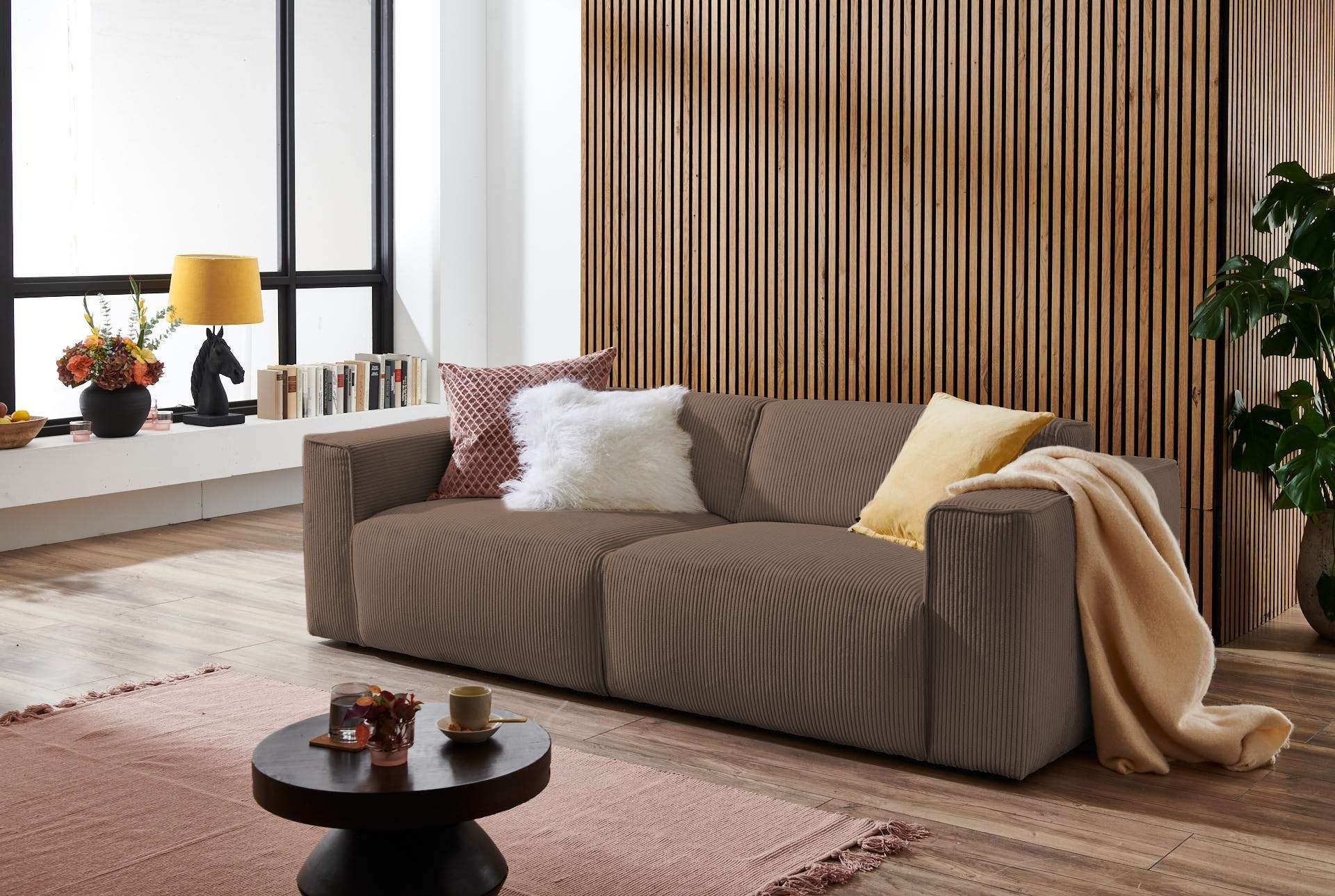 andas 3-Sitzer "Noord mit Kedernaht, Breite 232 cm", Cord, Struktur, Websto günstig online kaufen