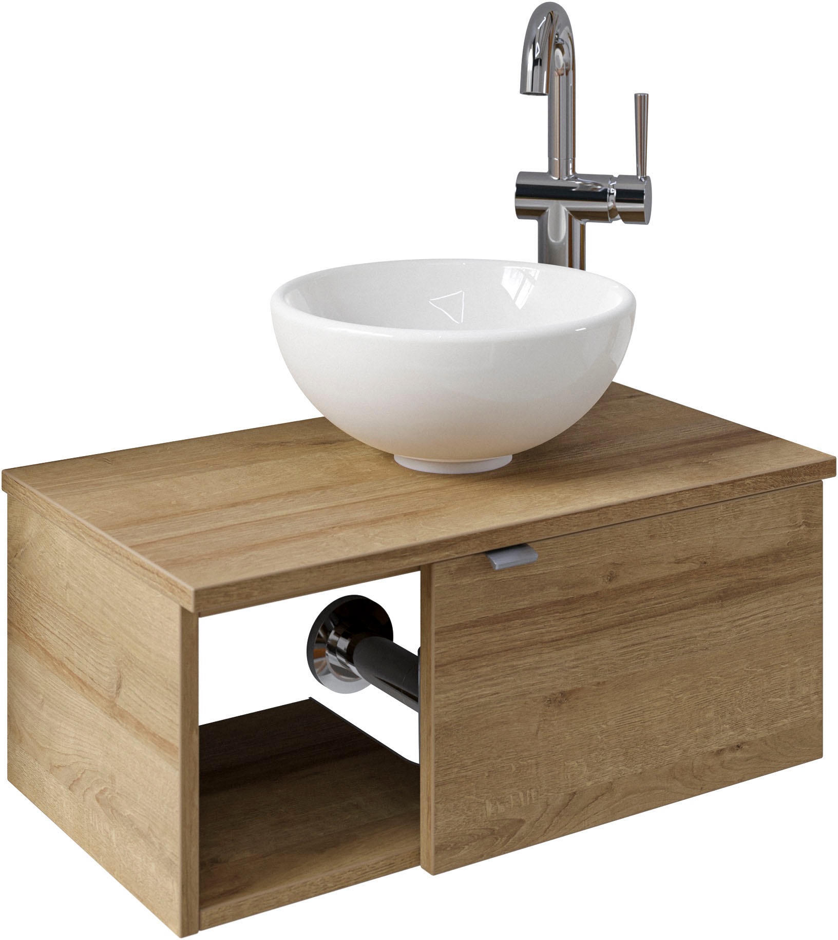 Saphir Badmöbel-Set »Serie 6915«, (4 St.), Gäste-Bad, 61 cm breit, mit LED-Spiegel, offenem Fach und 1 Tür