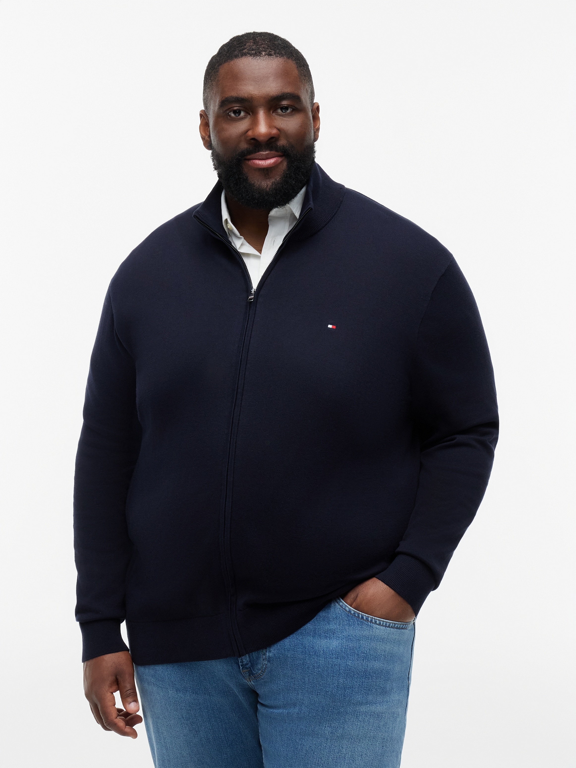 Tommy Hilfiger Big & Tall 1100000002199 "BT-ESSENTIAL COTTON ZIP THRU-B" Großen Größen