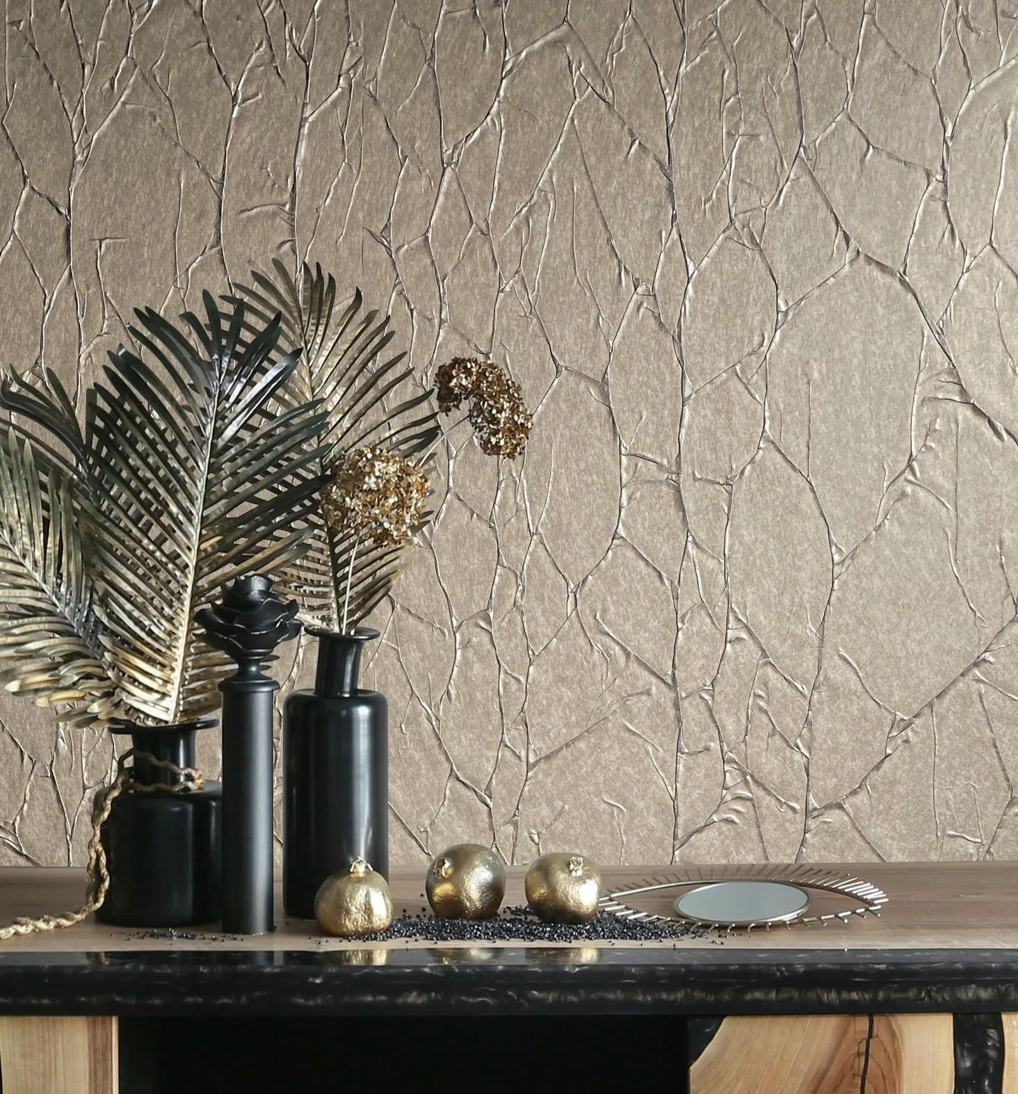 Marburg Vliestapete "Tapete Crushed Venes" Crushoptik geprägt moderne Vliestapete für Wohnzimmer Schlafzimmer Küche