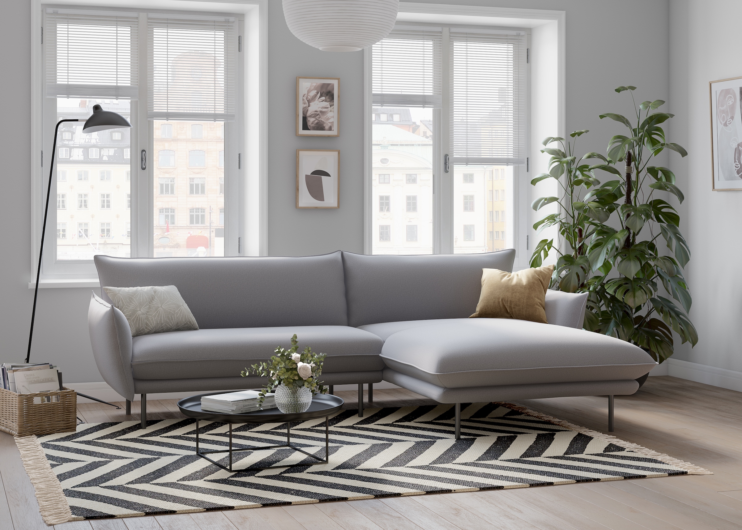 OTTO home Ecksofa "Stine L-Form" Besonderes Design durch Kissenoptik und Keder