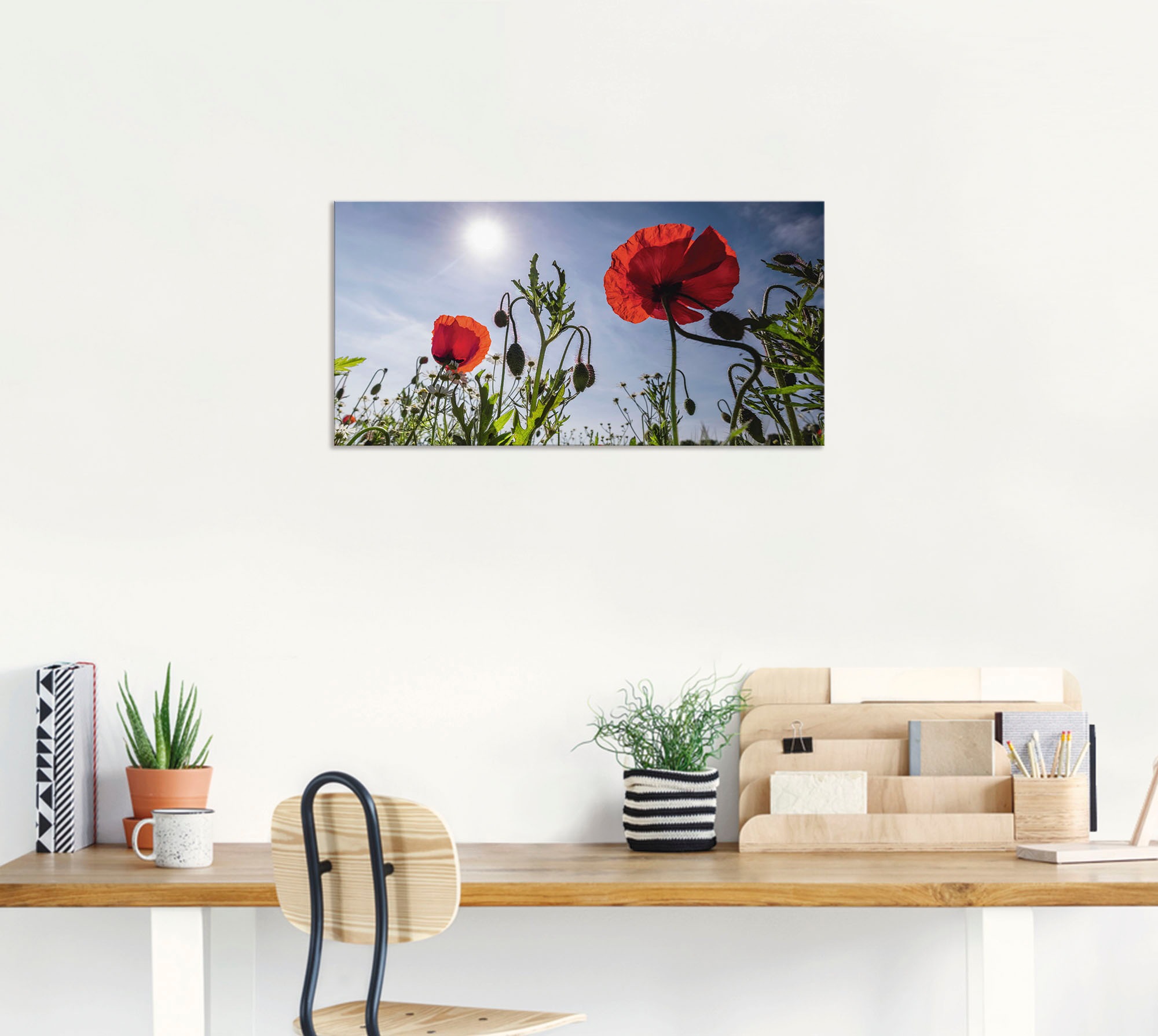 Artland Alu-Dibond-Druck »Mohnblumen im Frühling« Blumenwiese 1 Stk. tlg. für Innen- und Außenbereich geeignet, Outdoorbild