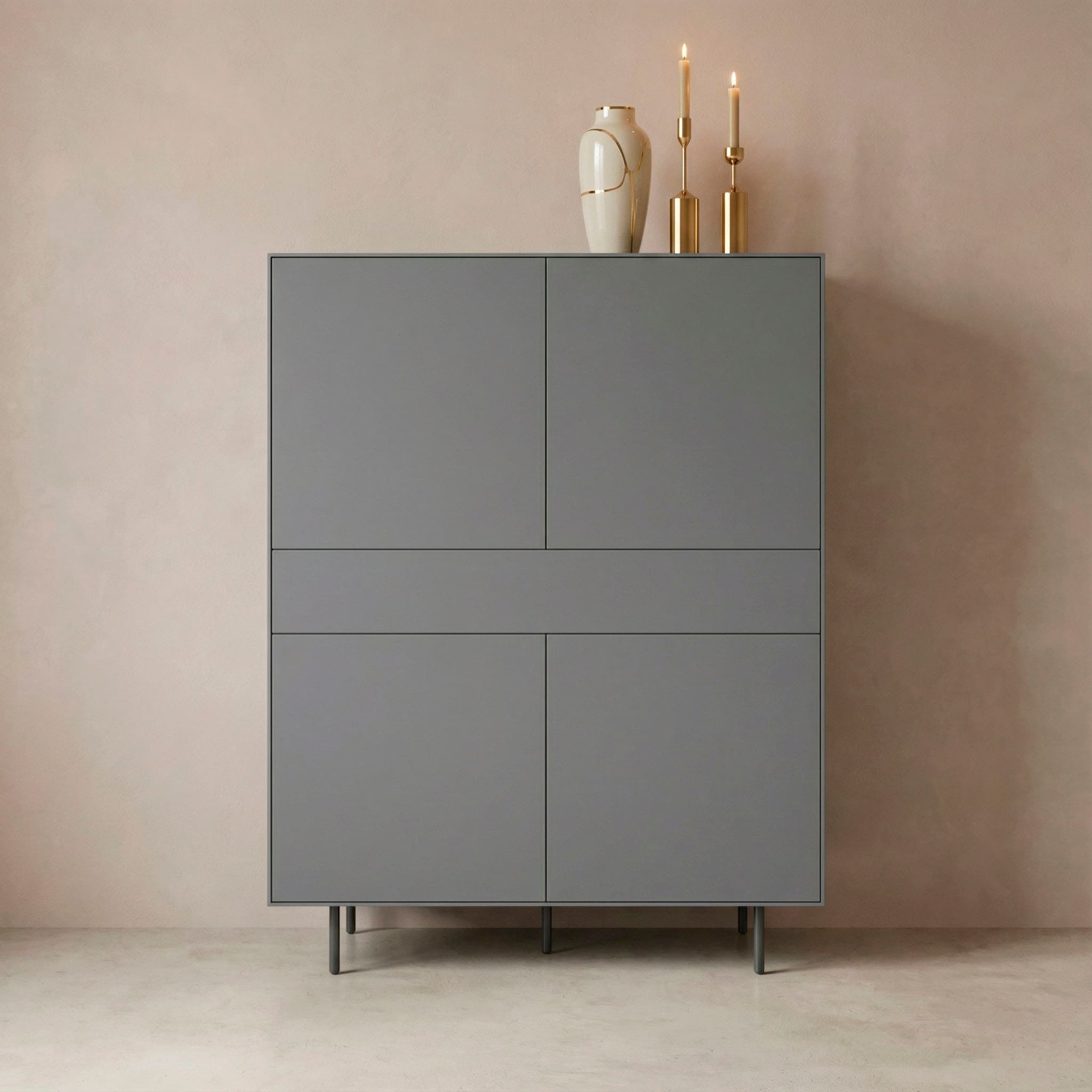 LeGer Home by Lena Gercke Highboard "Essentials, Sideboard, Kommode, Anrichte, Schrank, Stauraumschrank" Breite: 111 cm, UV lackiert, Push-to-open-Funktion