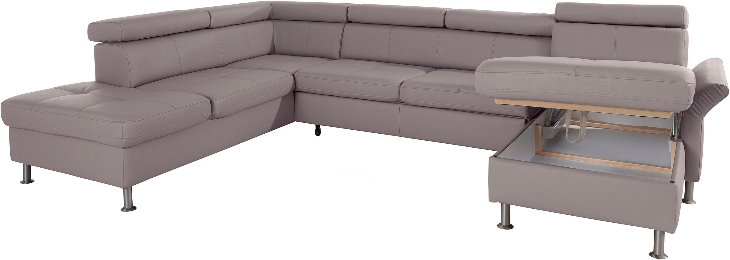 exxpo - sofa fashion Wohnlandschaft »Maretto, bequem und komfortabel, aufwendige Sitzsteppung, U-Form«, inkl. Kopfteilverstellung für mehr Sitzkomfort, wahlweise Bettfunktion