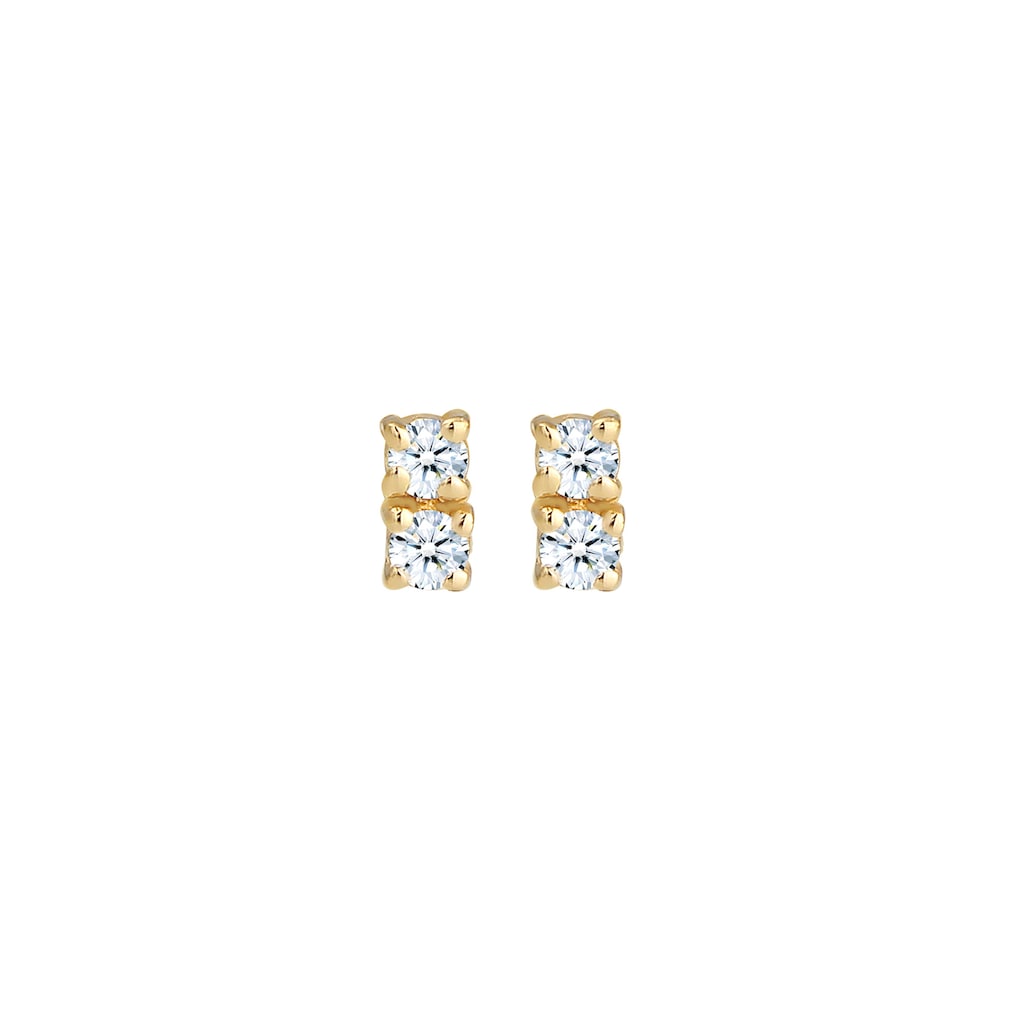 Elli DIAMONDS Paar Ohrstecker »Ohrstecker Duo Diamant (0.12 ct.) 375 Gelbgold«