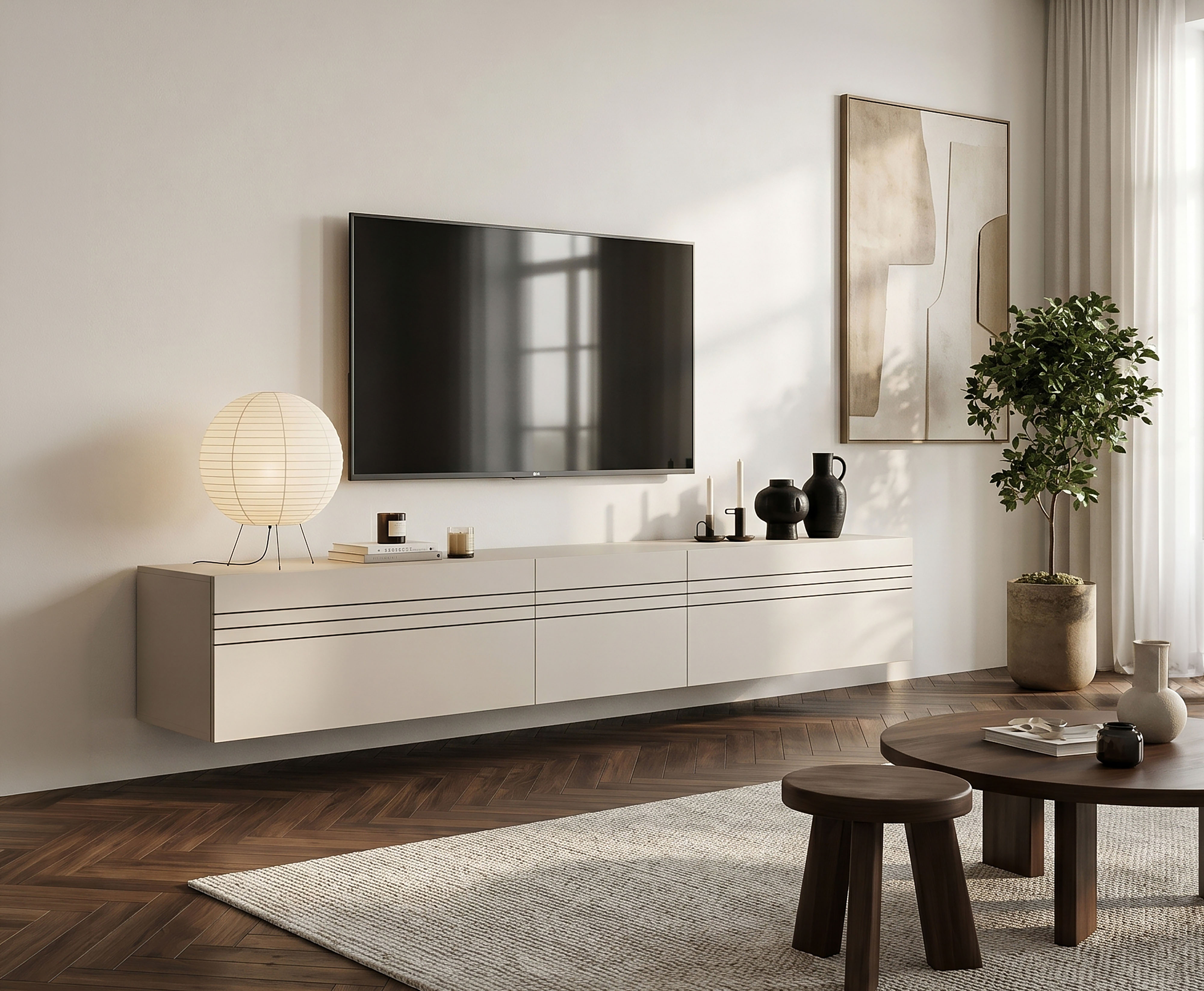 OTTO home Lowboard "SPIAGGIA, 3-teiliges Set, Breite 225cm, stehend & hängend montierbar" TV-Möbel, TV-Schrank, TV-Lowboard, Mediaboard