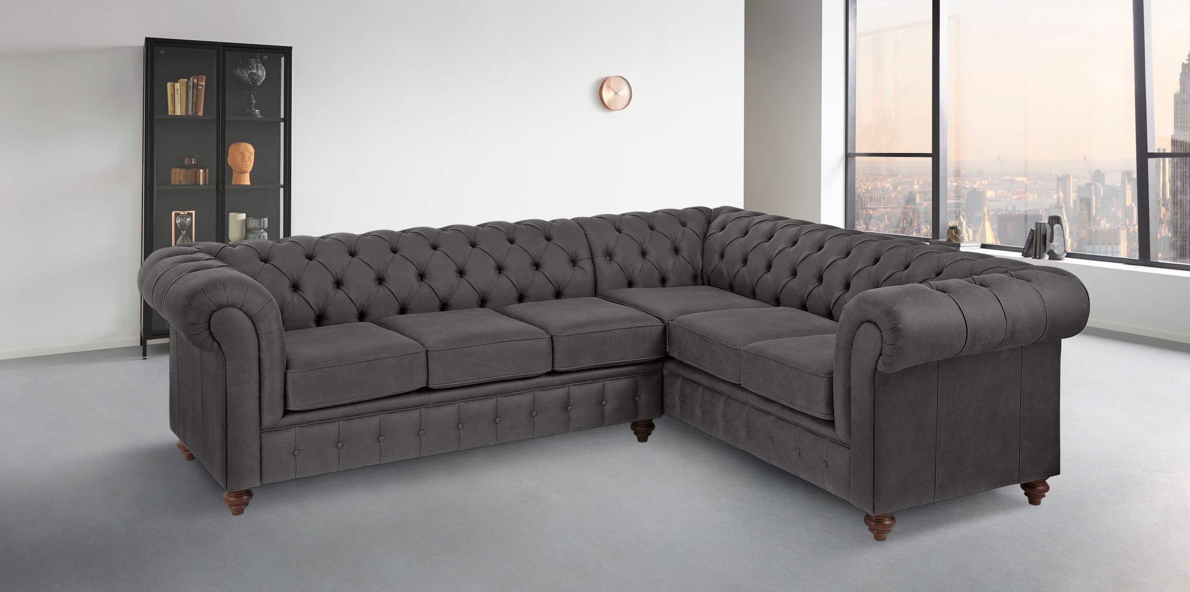 Home affaire Chesterfield-Sofa "Chesterfield Ecksofa, auch in Leder L-Form" günstig online kaufen