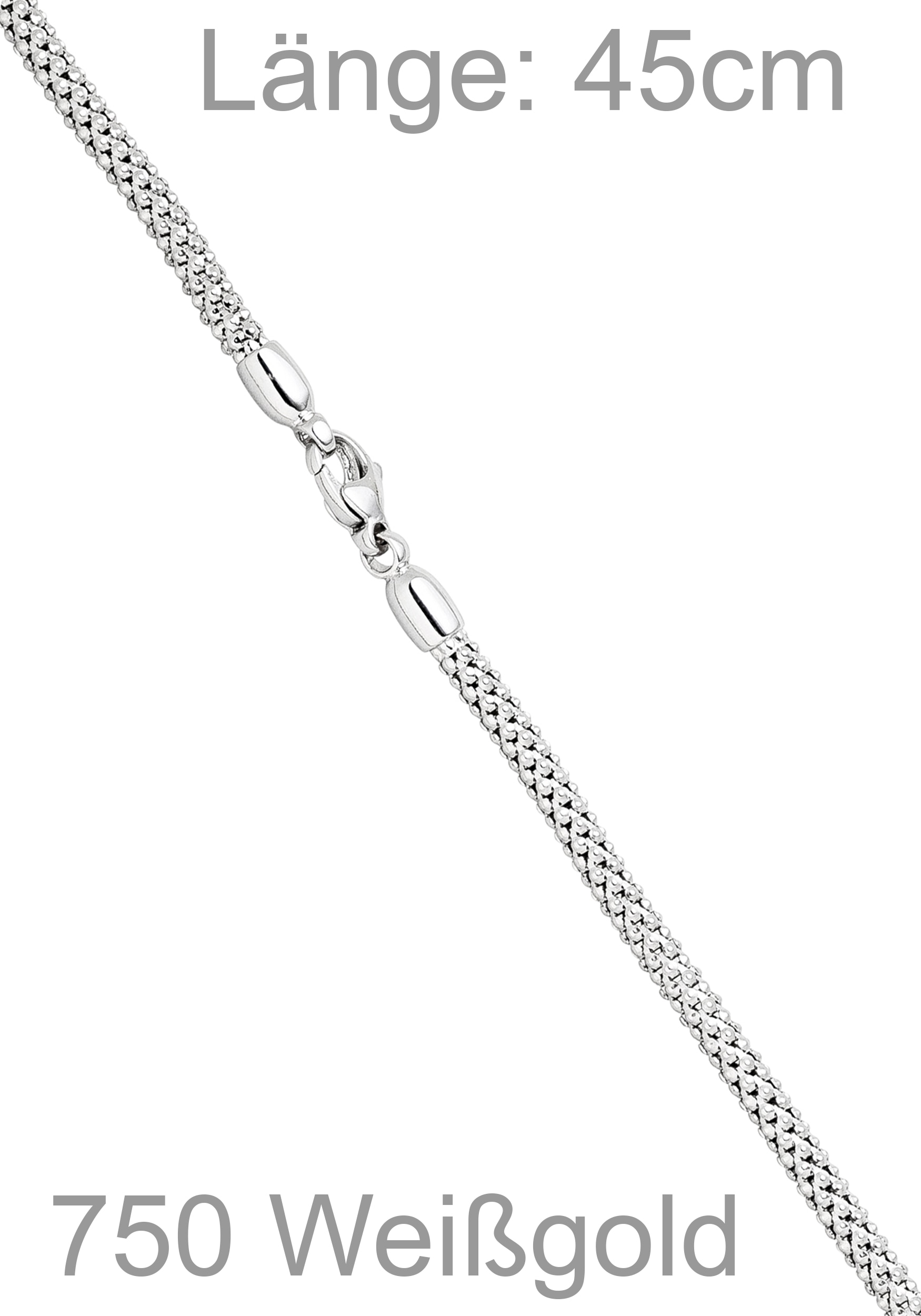 JOBO Kette ohne Anhänger »Popcorn-Kette« 750 Weißgold 45 cm