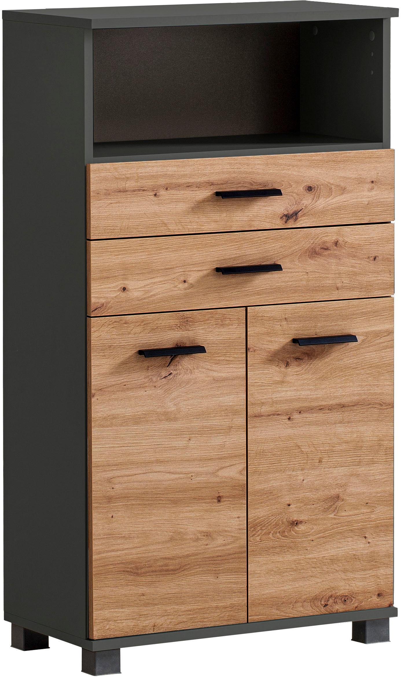 Schildmeyer Midischrank "Palermo, Made in Germany", Breite 60 cm, verstellbarer Einlegeboden, Metallgriffe, 2 Schubkäste