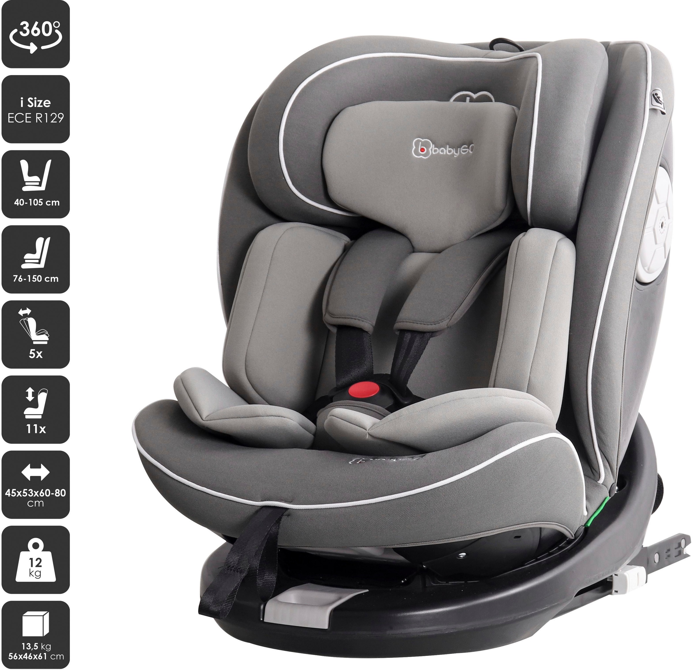 Thumbnail - BabyGo Autokindersitz "Nova2 360 I Size" für Körpergröße von 40-150 cm