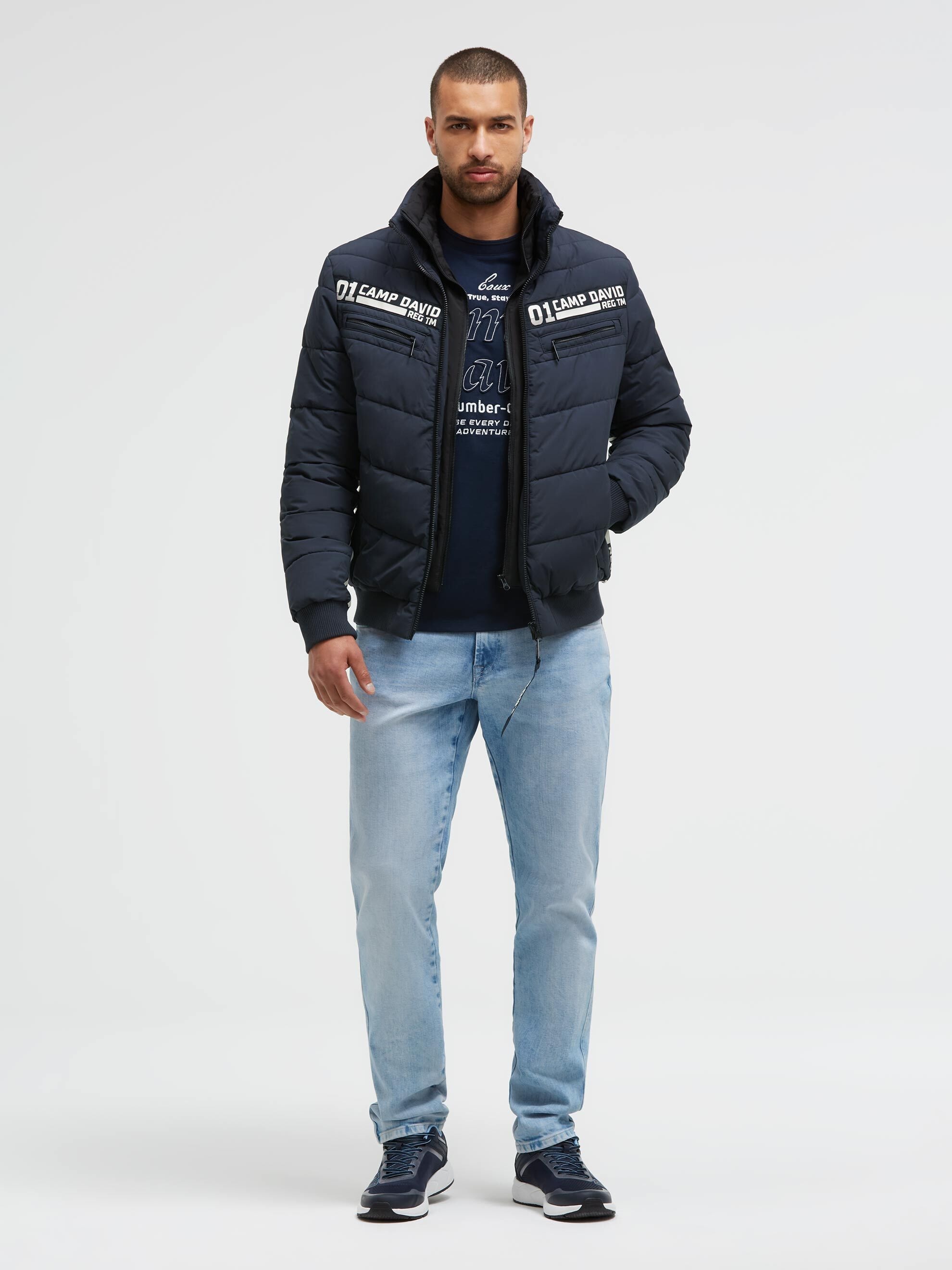 CAMP DAVID Winterjacke ohne Kapuze mit Reißverschluss an den Einschubtaschen