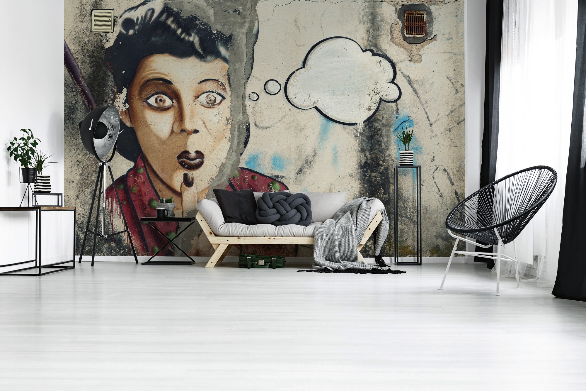 A.S. Création Vliestapete "Streetart Fototapete PopArt Frau Vintage Bunt" matt strukturiert