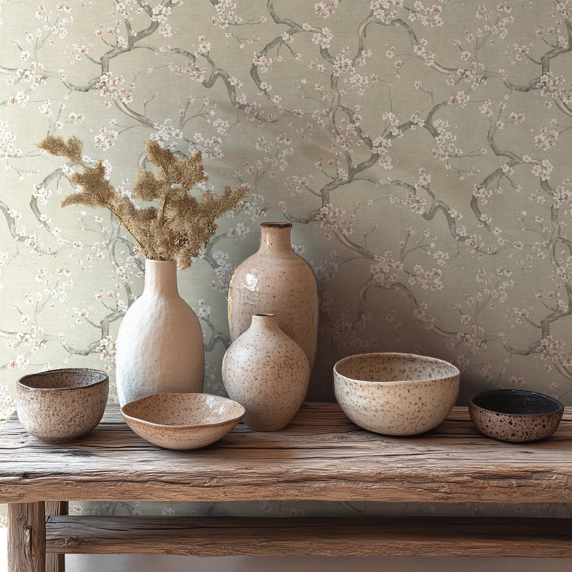 living walls Vliestapete »Blütenzweigtapete bunt Kirschblütenmotiv Asiatisch« floral strukturiert