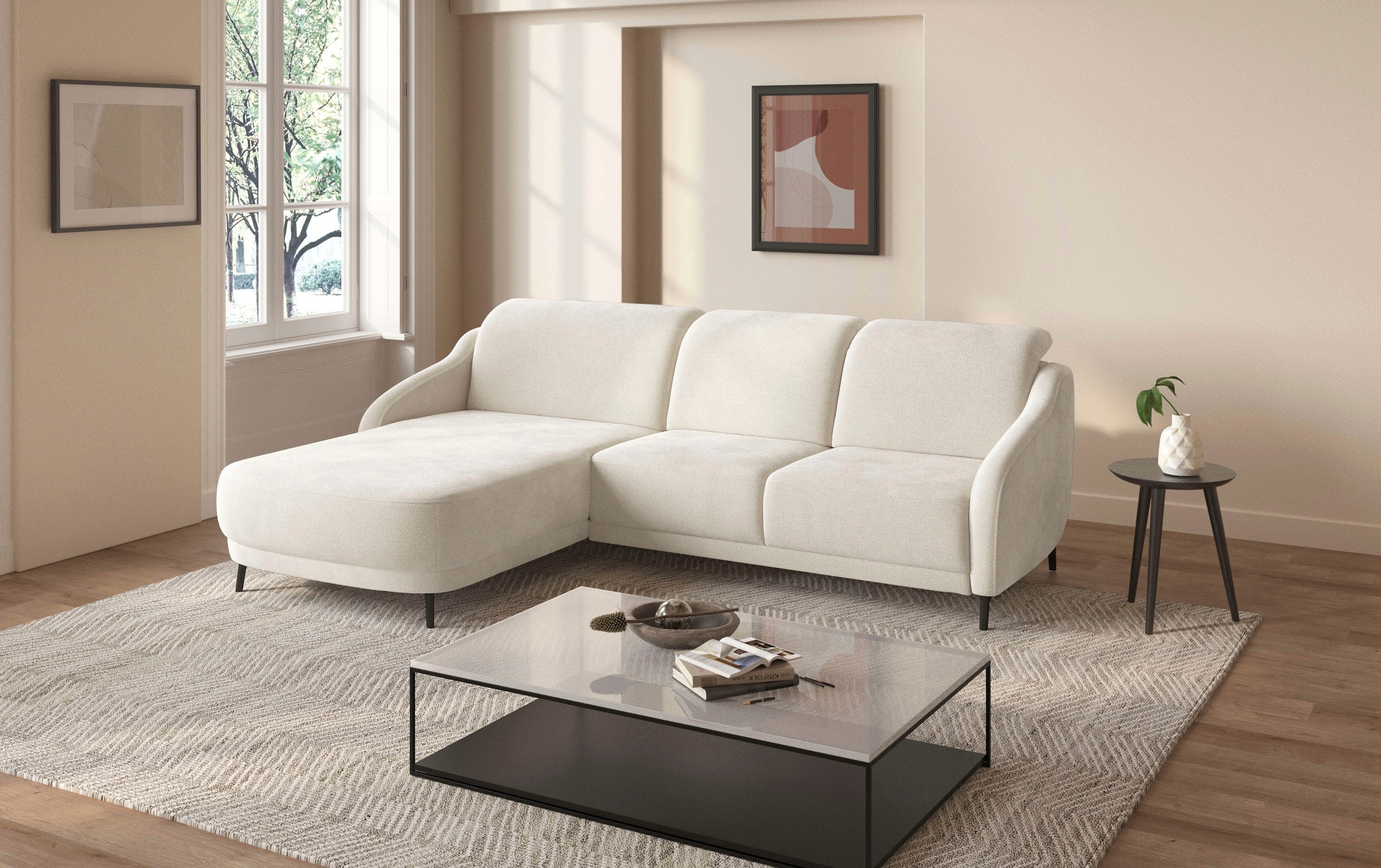 sit&more Ecksofa »Blues L-Form« wahlweise mit Klapptisch und USB