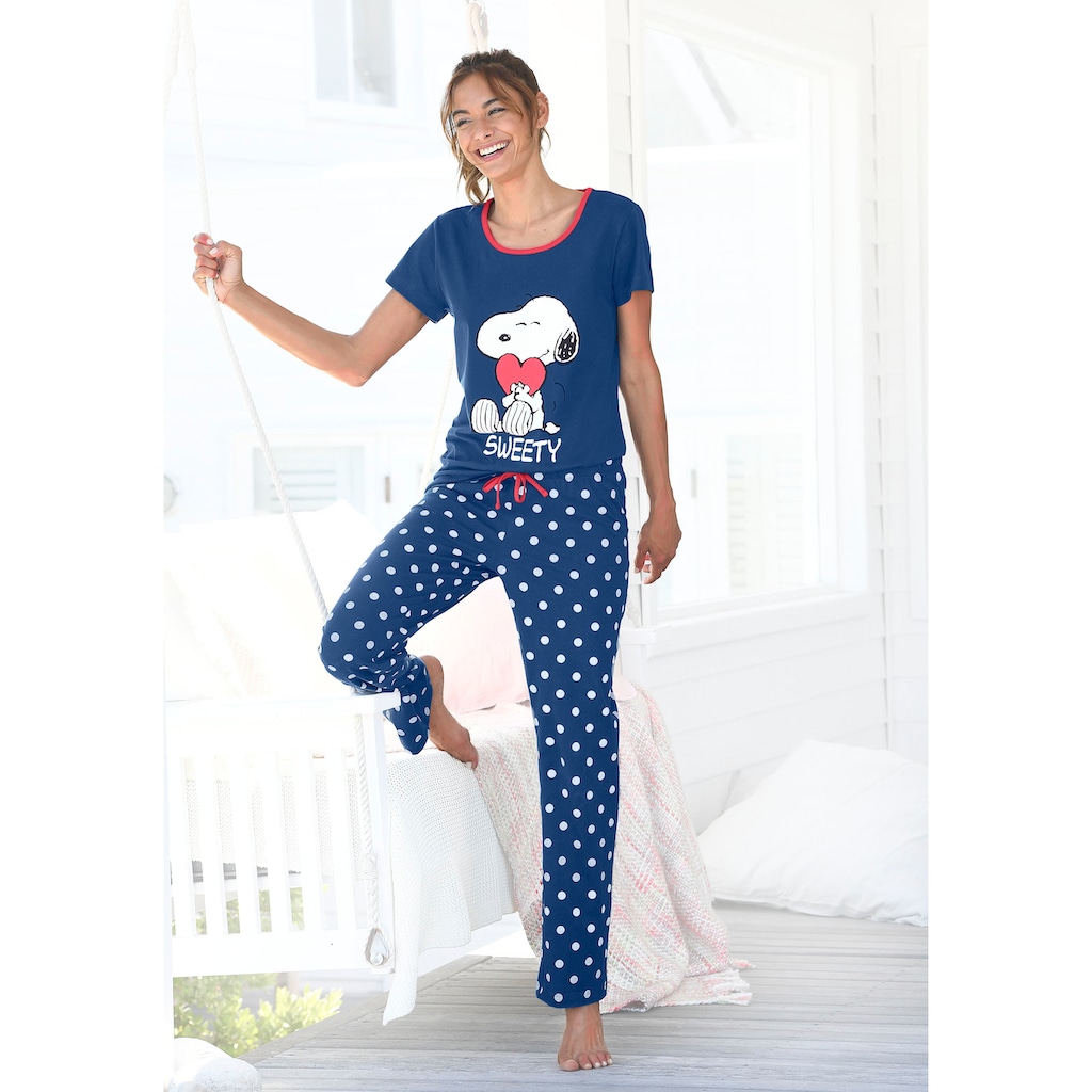 Peanuts Pyjama, (2 tlg.), mit Snoopy-Druck und Pünktchen-Hose