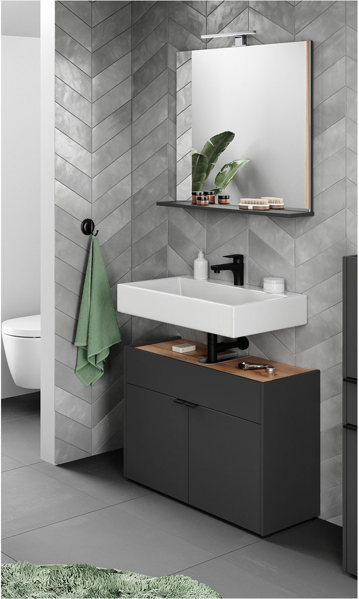 GERMANIA Badmöbel-Set »Ameca«, (2 St.), Badezimmer-Set bestehend aus Waschbeckenunterschrank & Spiegel