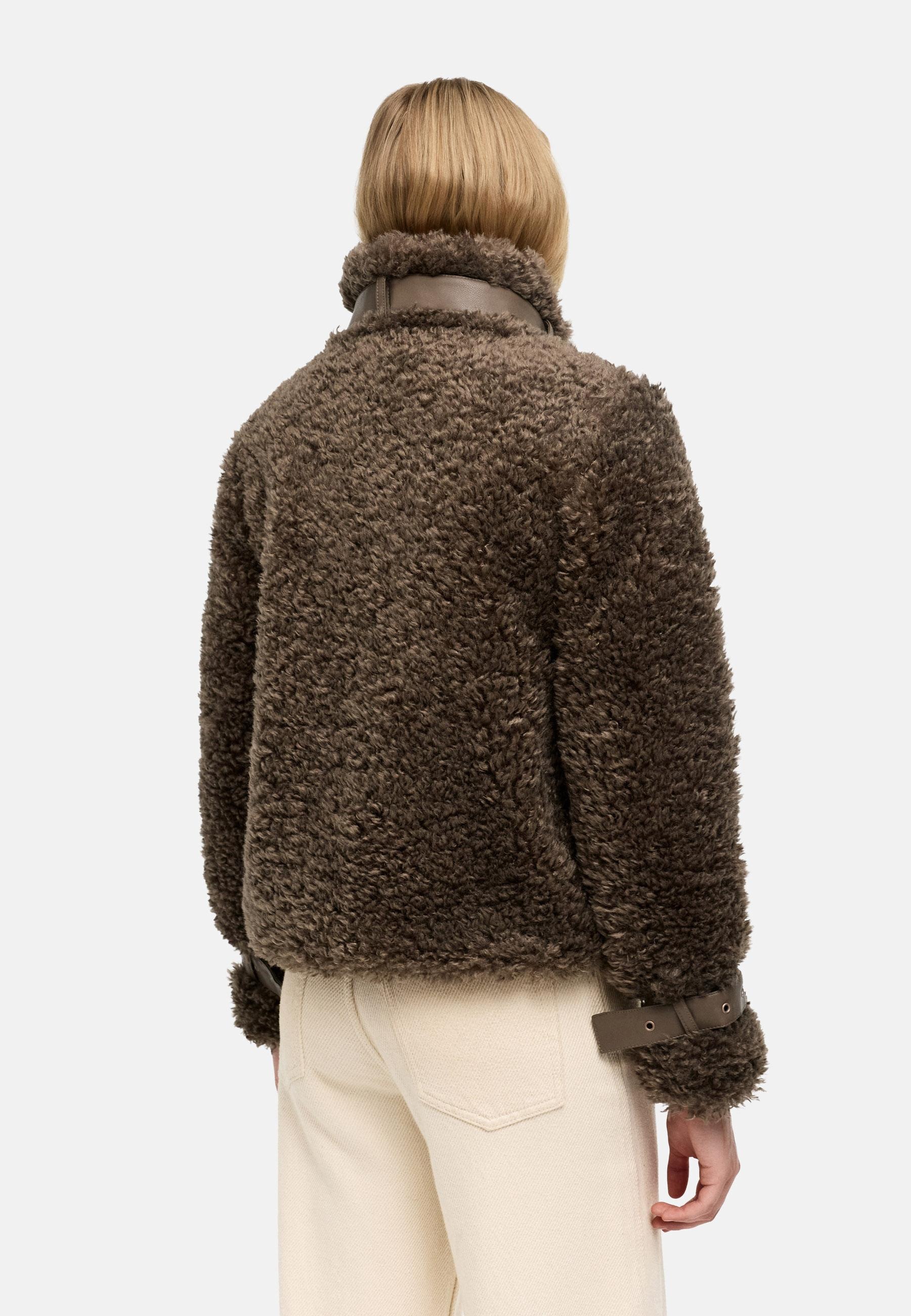 Navahoo Plüschjacke »Wuschelwonne 14« Teddy Jacke mit Kustleder-Details
