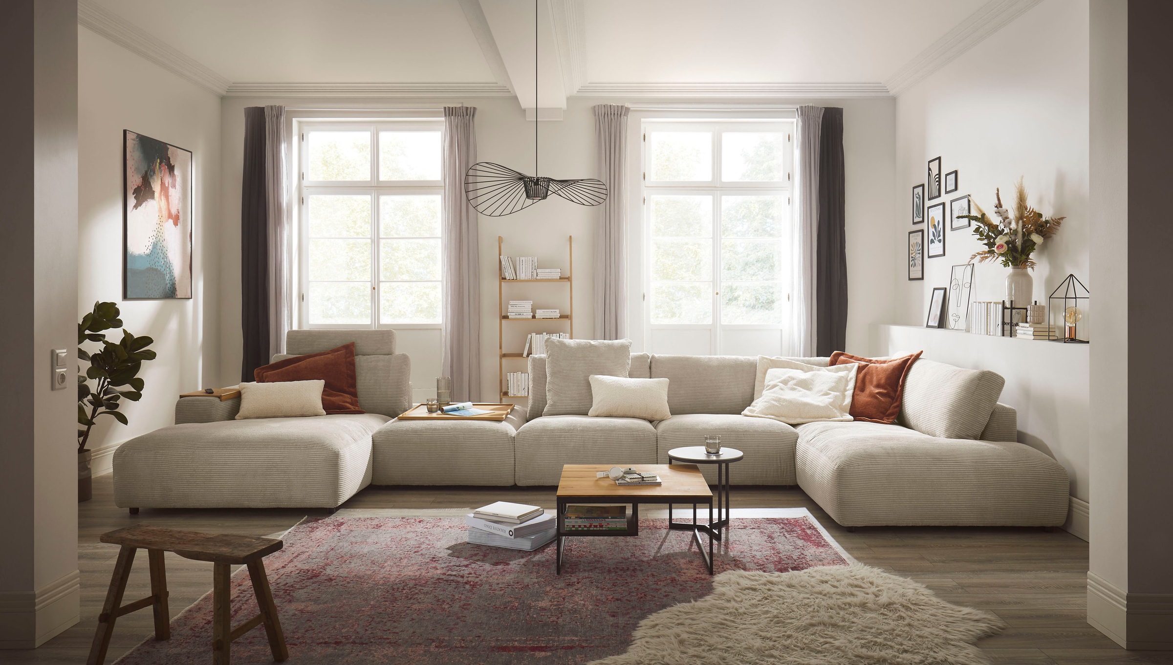 Musterring Wohnlandschaft "Lucia bequem und viel Platz, U-Form" Cord-Bezug, inklusive Kopfstütze, Gesamtbreite 524 cm