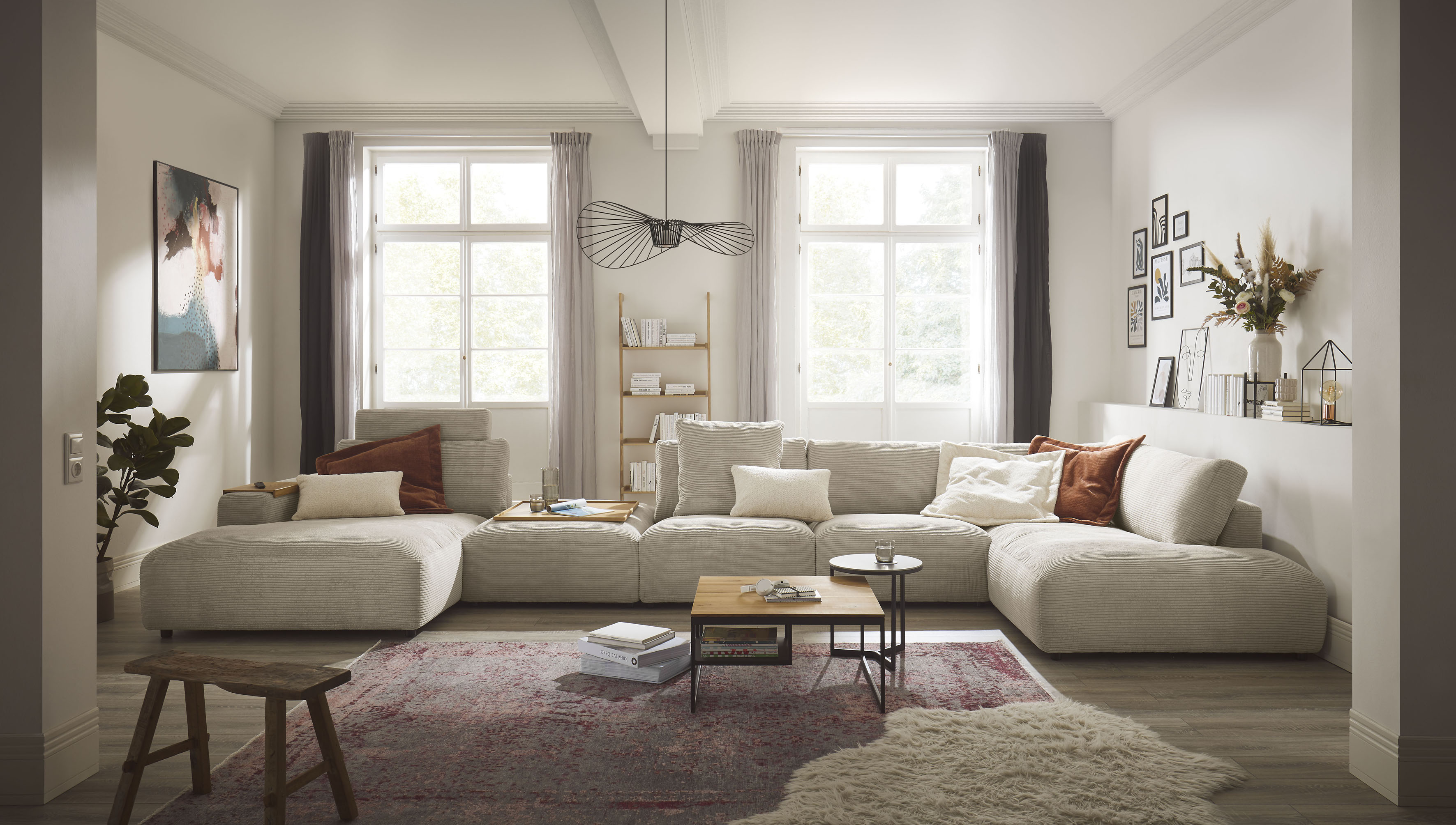 Musterring Wohnlandschaft "Lucia viel Platz, bequem, U-Form" Cord-Bezug, inklusive Kopfstütze, Gesamtbreite 524 cm