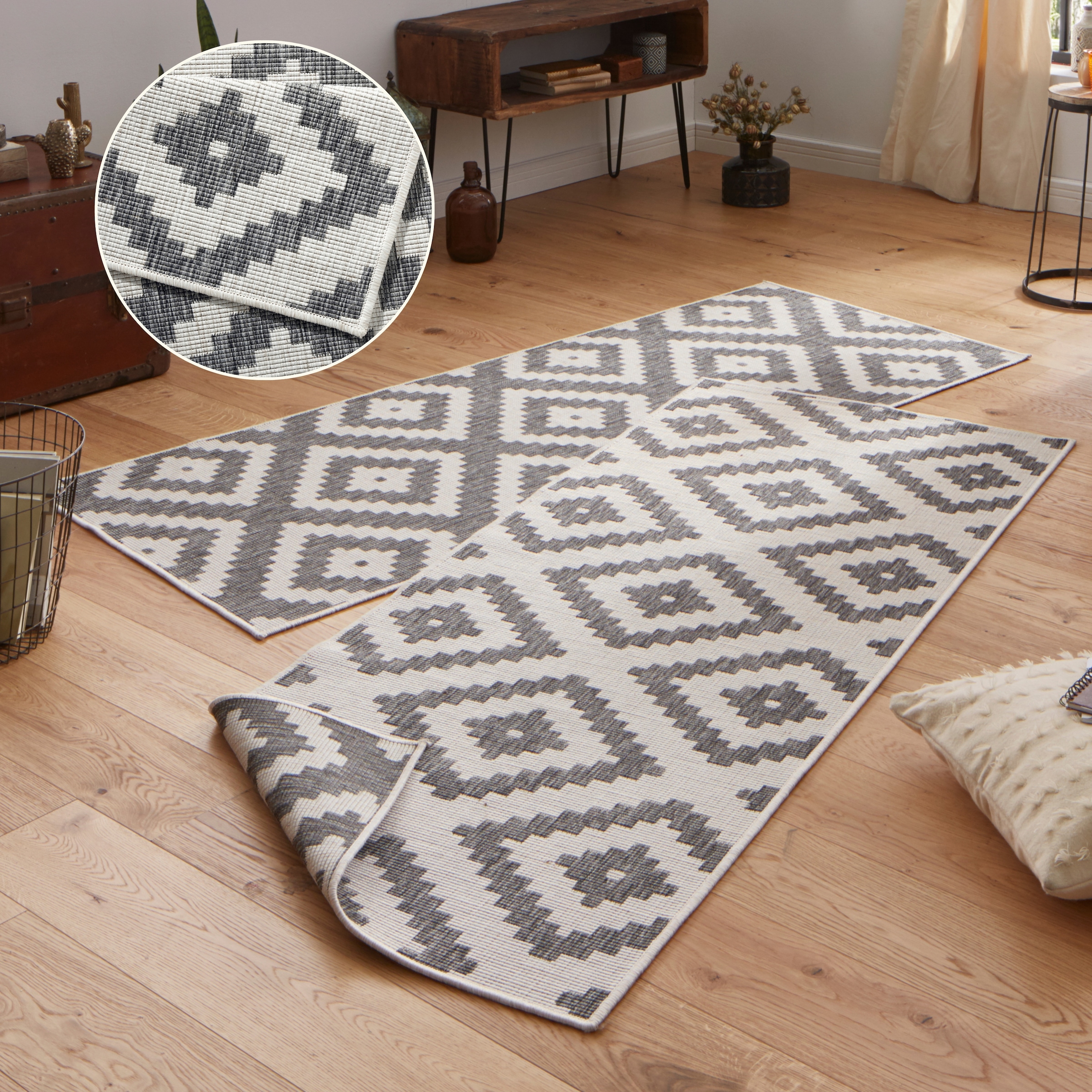 Hanse Home Malta Reversible Rug Gray/Cream 80x350 cm 4
