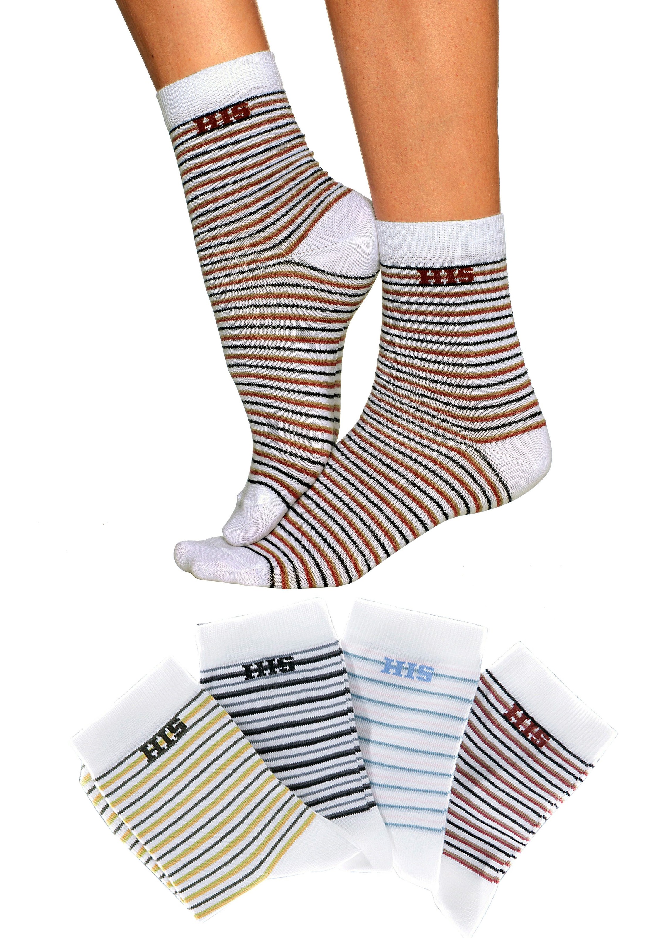H.I.S Basicsocken Packung, 4 Paar tlg. mit eingestricktem Markenlogo günstig online kaufen