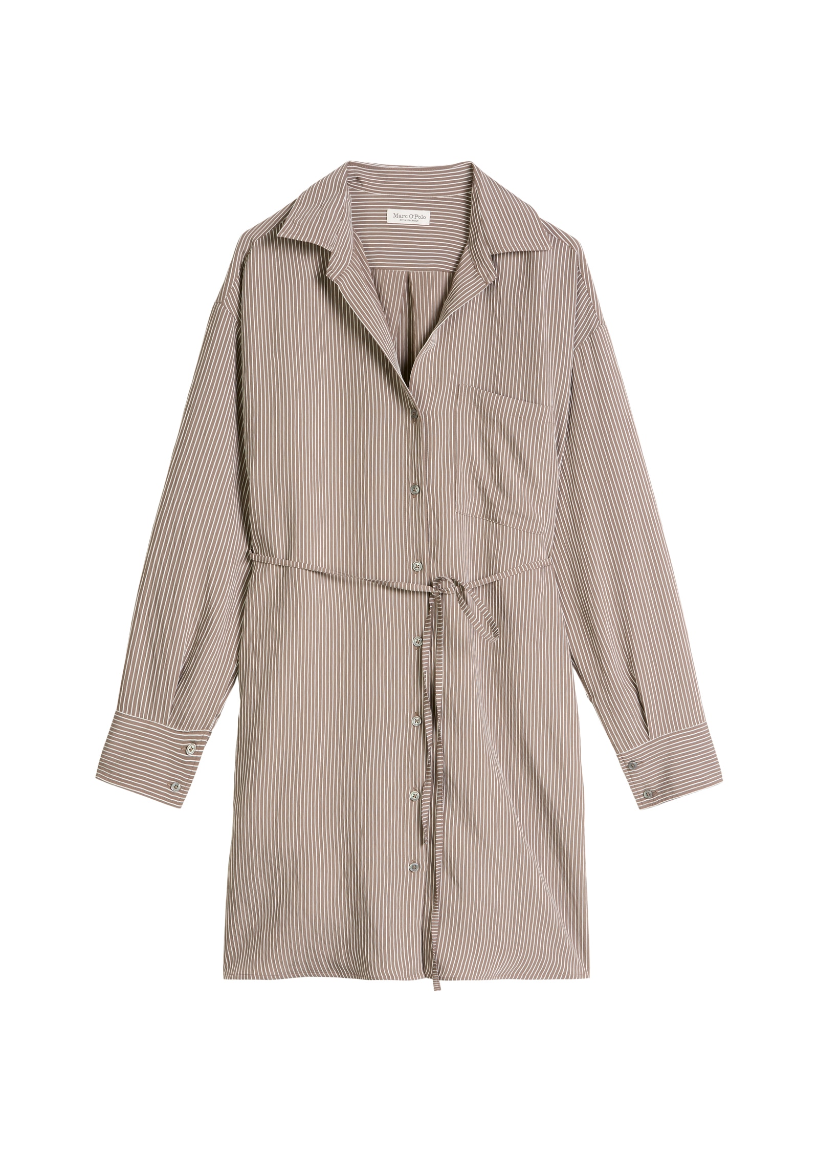 Marc O'Polo Blusenkleid Brusttasche | Seitennahttaschen Gestreiftes Crinkle-Blusenkleid regular fit aus LENZING™ ECOVERO™