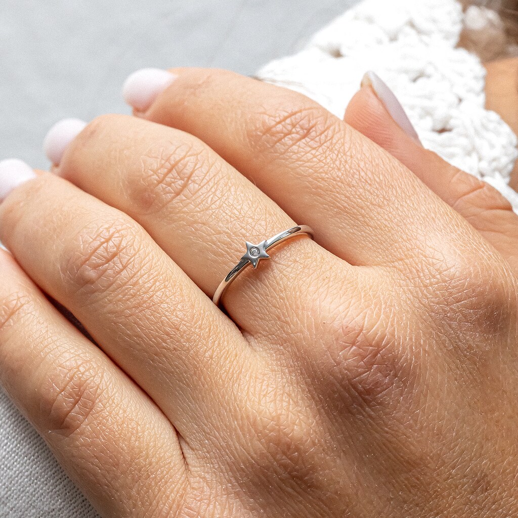 CAÏ Fingerring »925 Sterling Silber rhodiniert Stern Zirkonia«