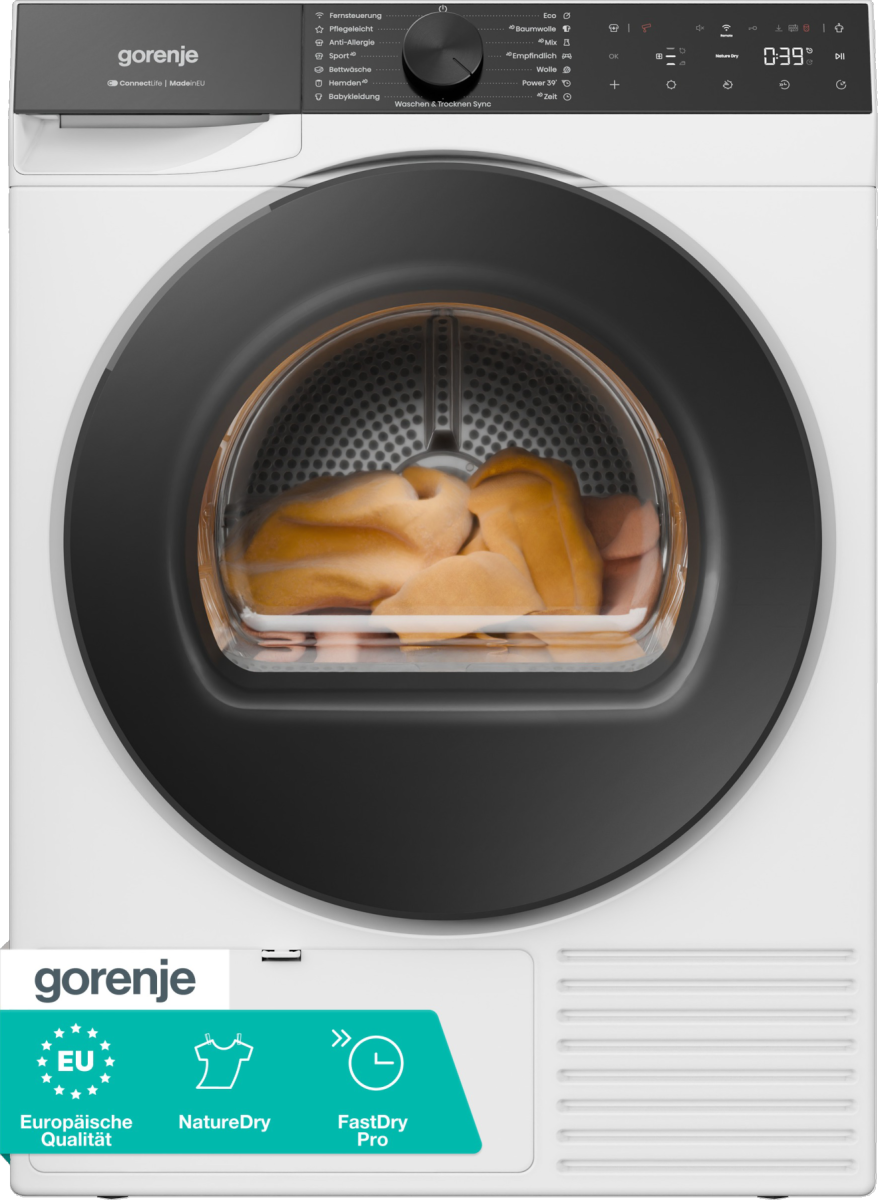 GORENJE Wärmepumpentrockner "D5G68C" G600 NatureDry Schonung, FastDry Pro 39, Knitterschutz