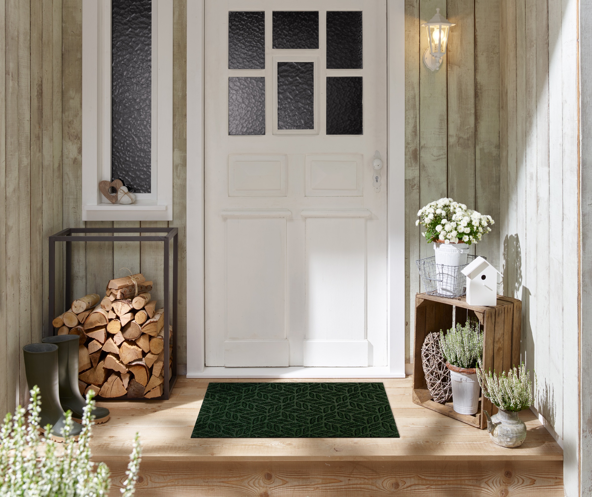 wash+dry by Kleen-Tex Fußmatte "Leaves midnight green" rechteckig 8 mm Höhe günstig online kaufen