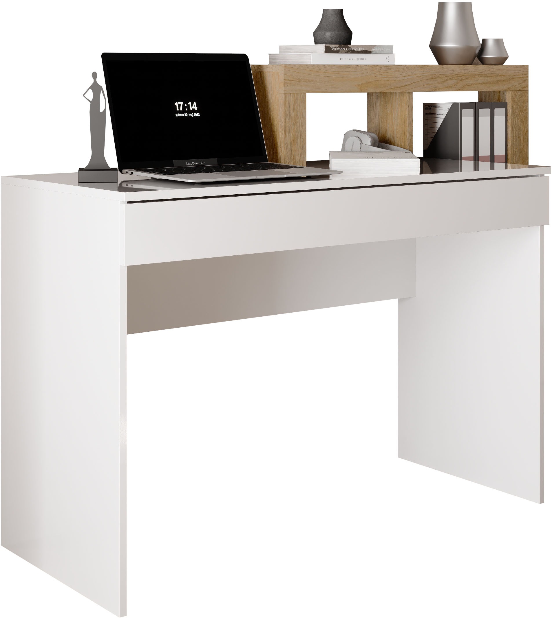 Thumbnail - Home affaire Schreibtisch "Hamburg, Breite 138 cm, Tiefe 50 cm, mit Schubkasten u. Aufsatz/Regal" Computertisch, Arbeits...