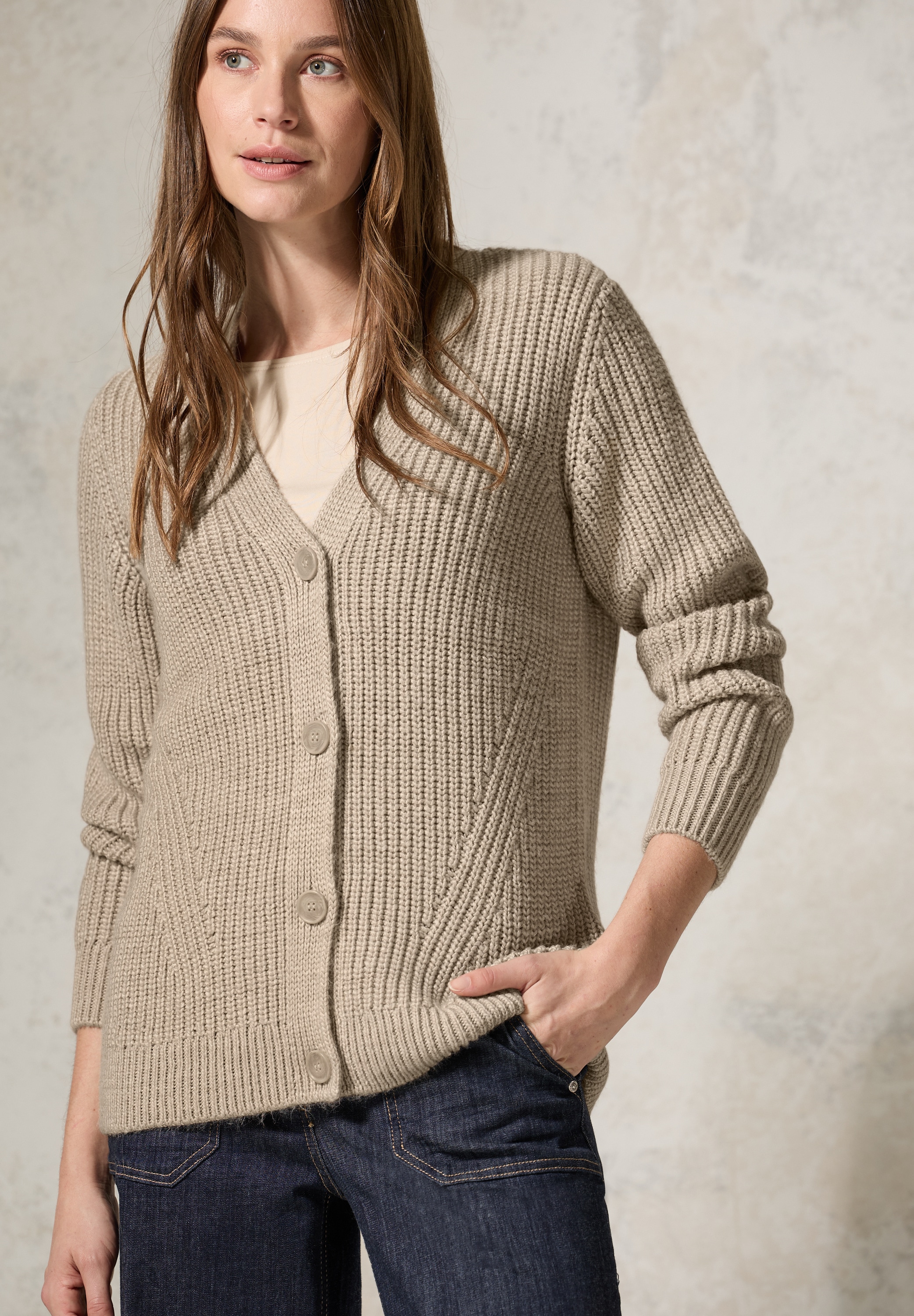 Cecil Cardigan mit Materialmix