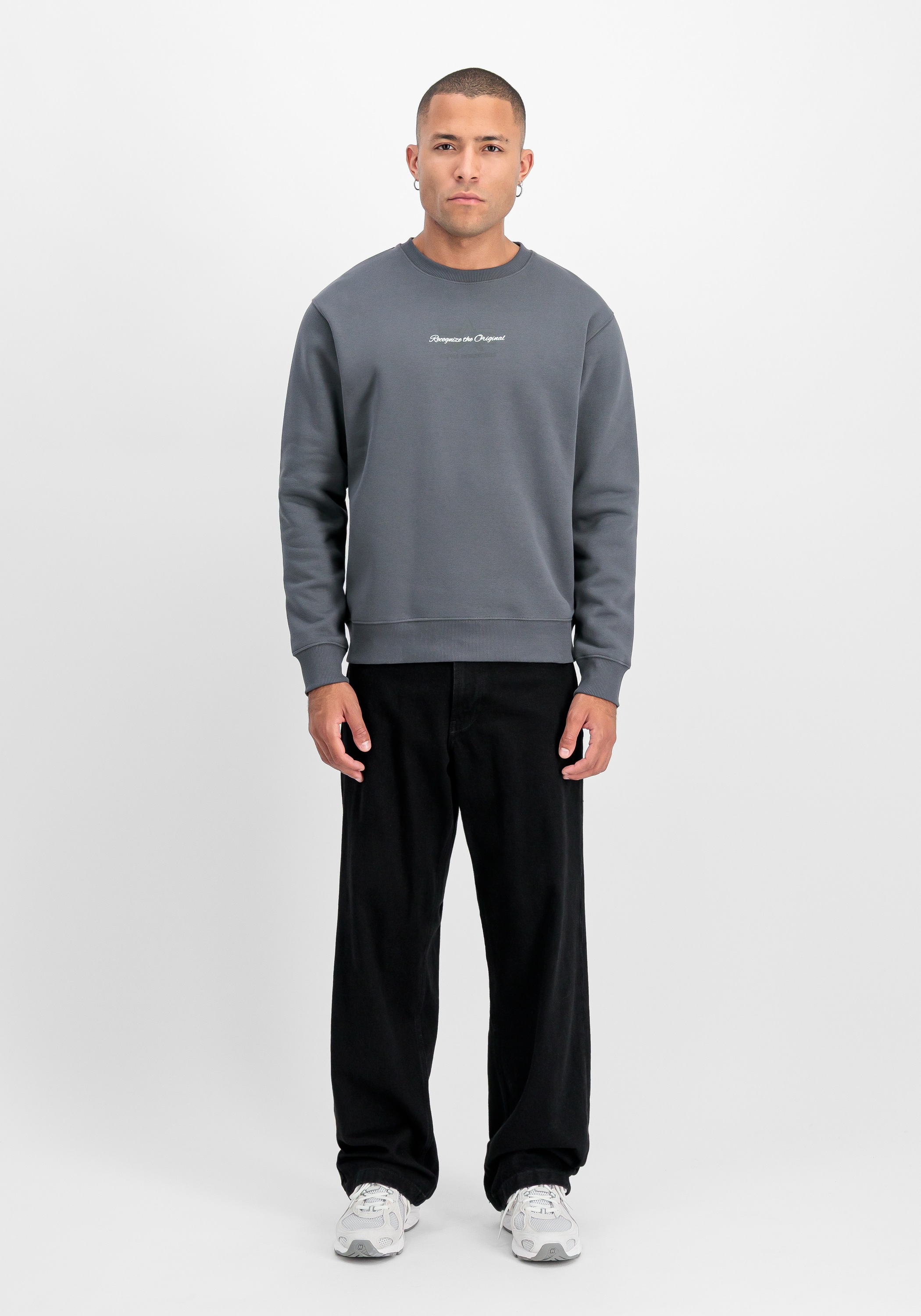 Sweater ALPHA INDUSTRIES "Foam ML Sweatshirt", Herren, Gr. XXL, grauschwarz, Obermaterial: 80% Baumwolle, 20% Polyester, regular fit, Sweatshirts Sweater 2